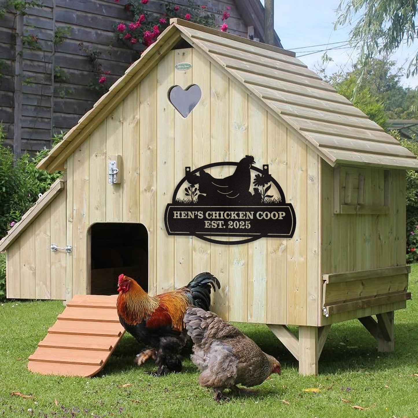 Personalized Chicken Coop Signs, Metal Funny Farm Decor, Chicken Coop Accessories, Metal Outdoor Wall Art, Custom Hen House Sign, Rustic Farmhouse Wall Decor for Farm Yard Garden Color10