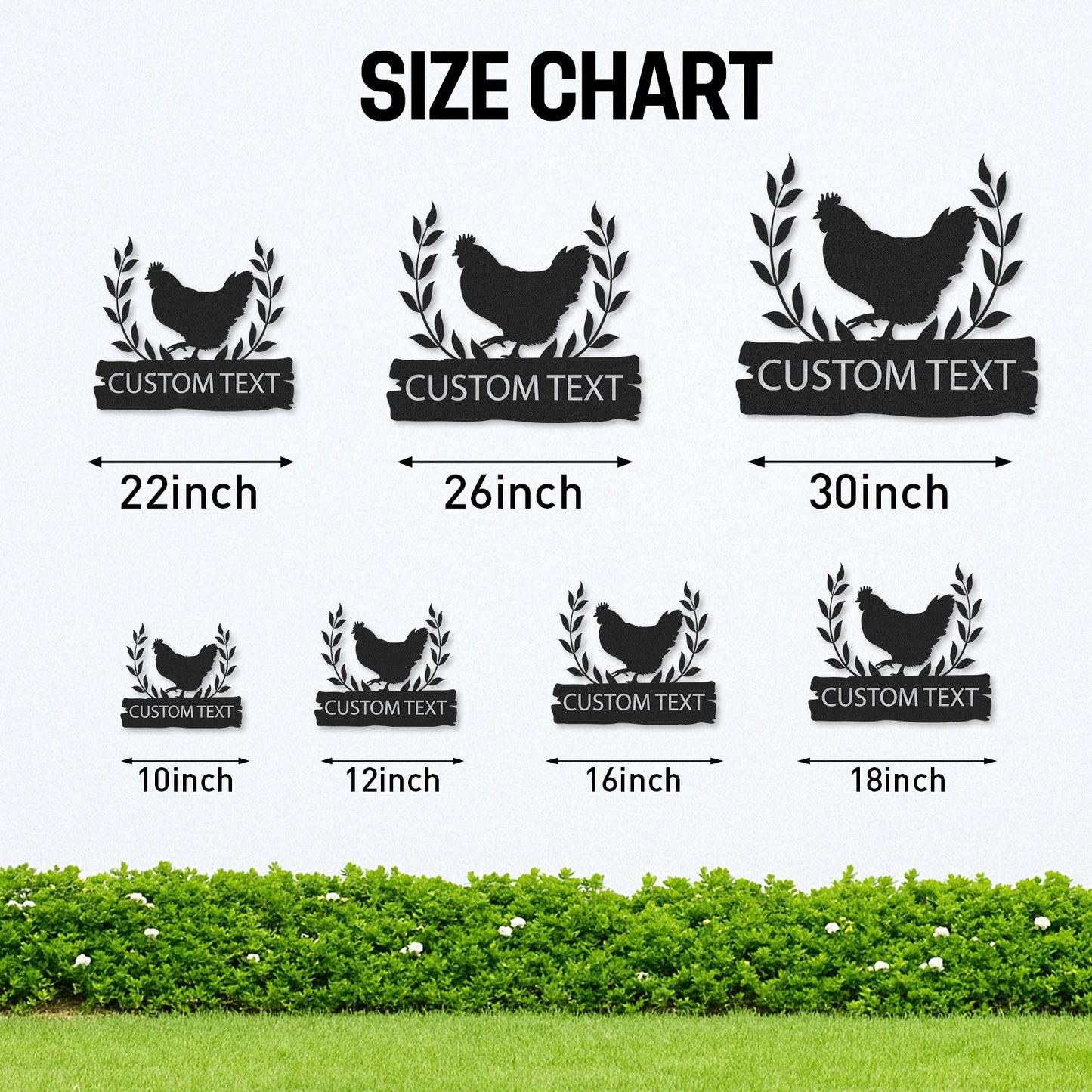 Custom Chicken Coop Sign with Leaf Design and Hen Silhouette, Personalized Farmhouse Outdoor Decor