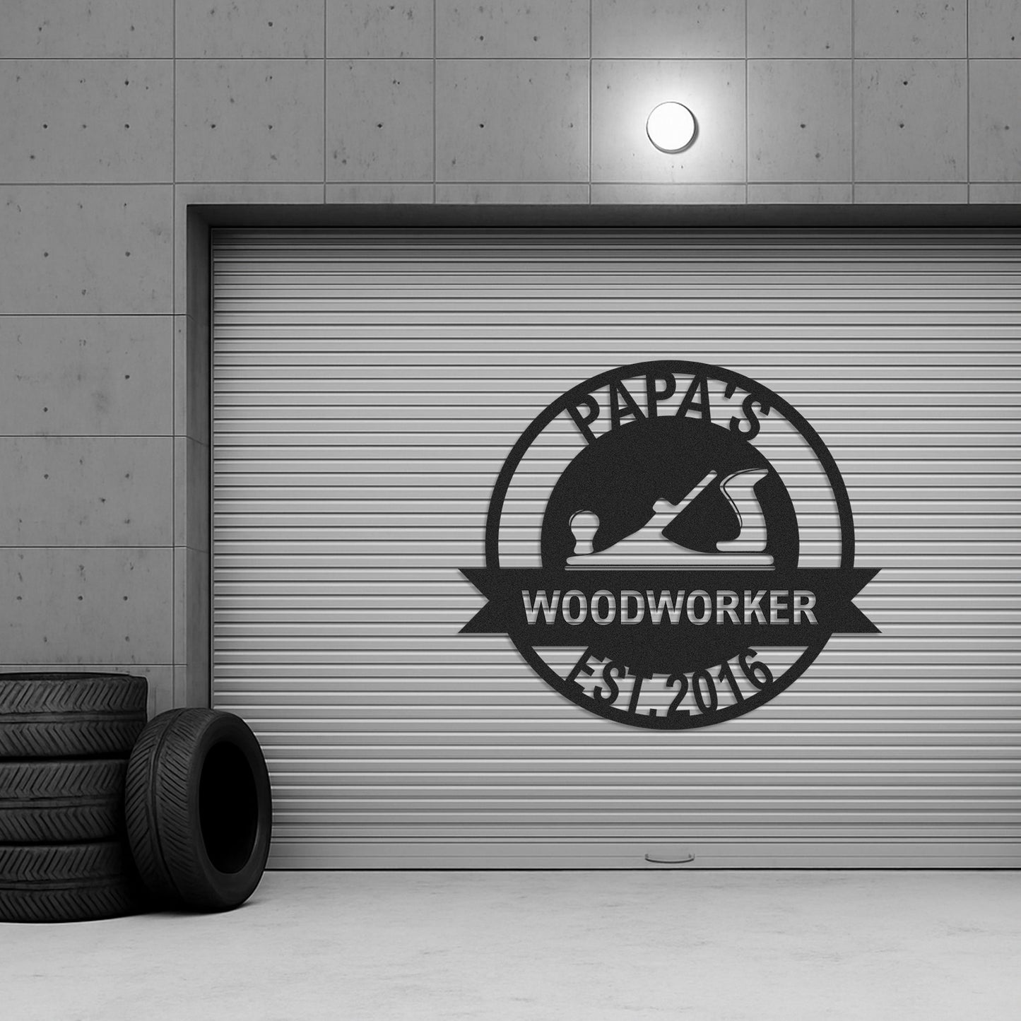 Custom Woodworker Workshop Metal Sign, Personalized Papa��s Woodworking Decor, Metal Garage Wall Art, Gift for Dad or Grandpa, Father's Day Gift Idea