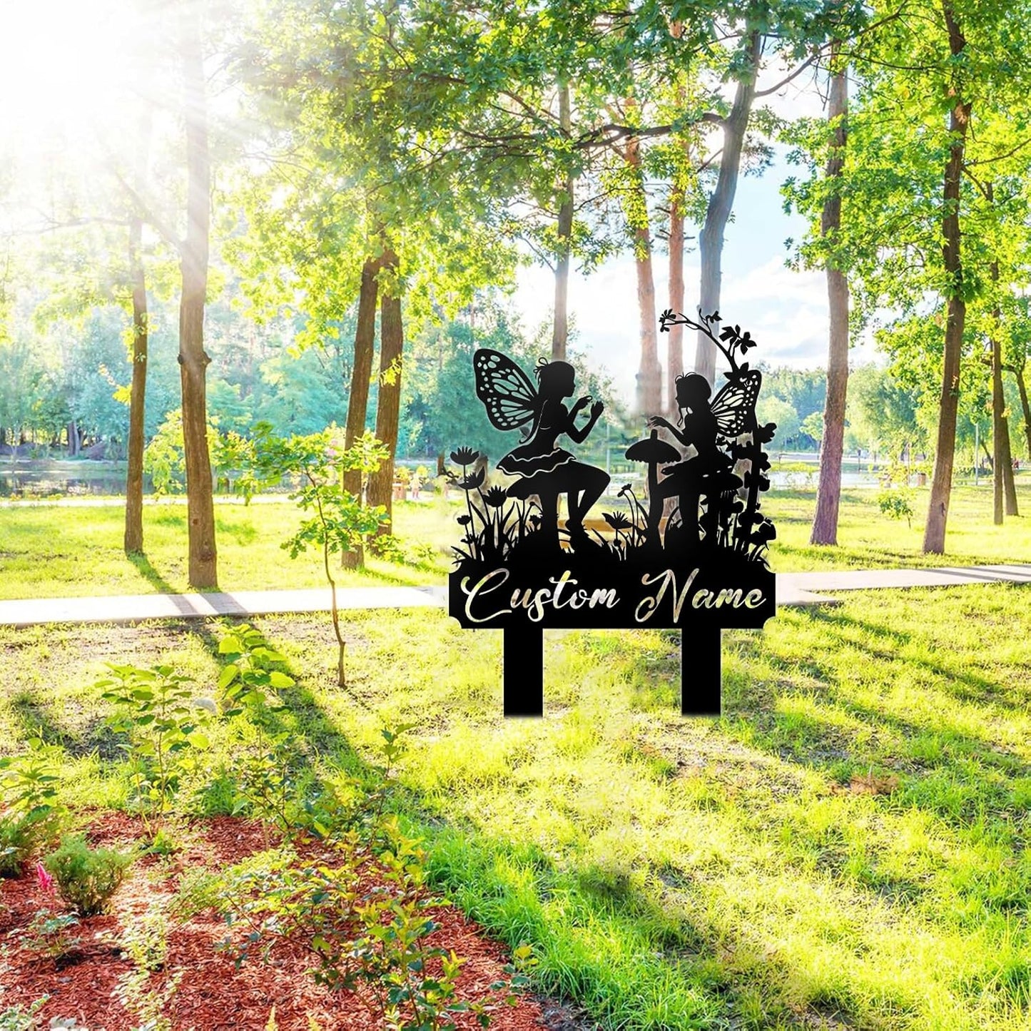 Personalized Enchanted Garden Stake - Custom Metal Sign for Outdoor Fairy Themes