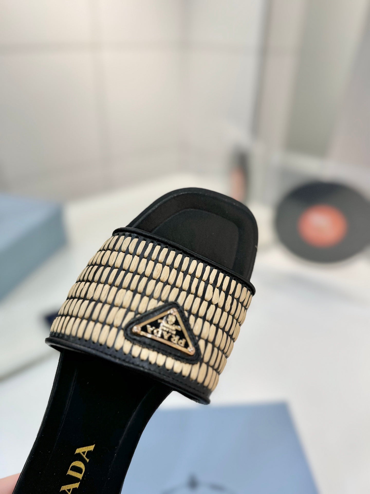 PR Leather slides with crochet details 1825030701