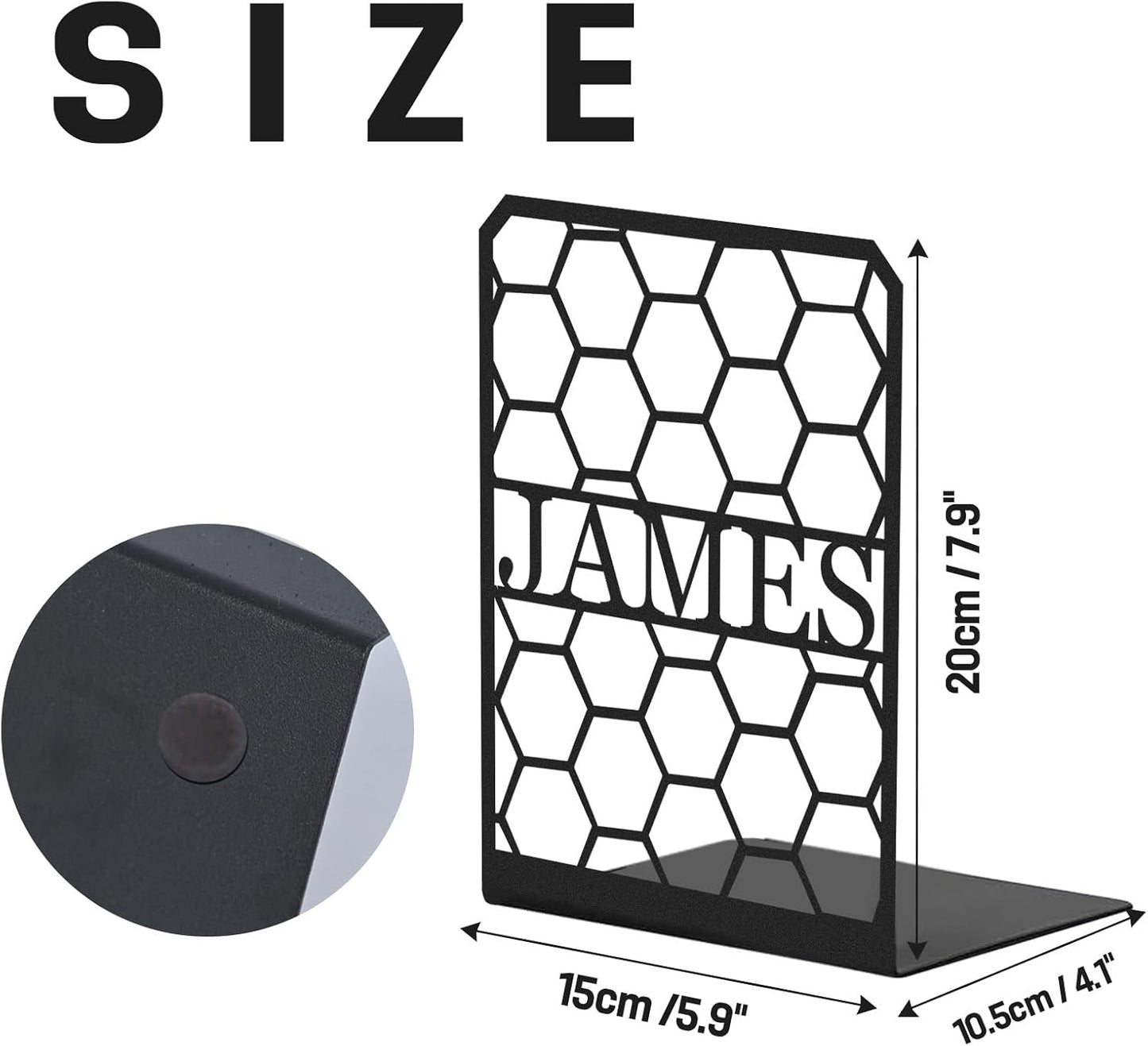 Personalized Hollow Cut Metal Bookends, Minimalist Style Bookshelf, Modern Home & Study Decor