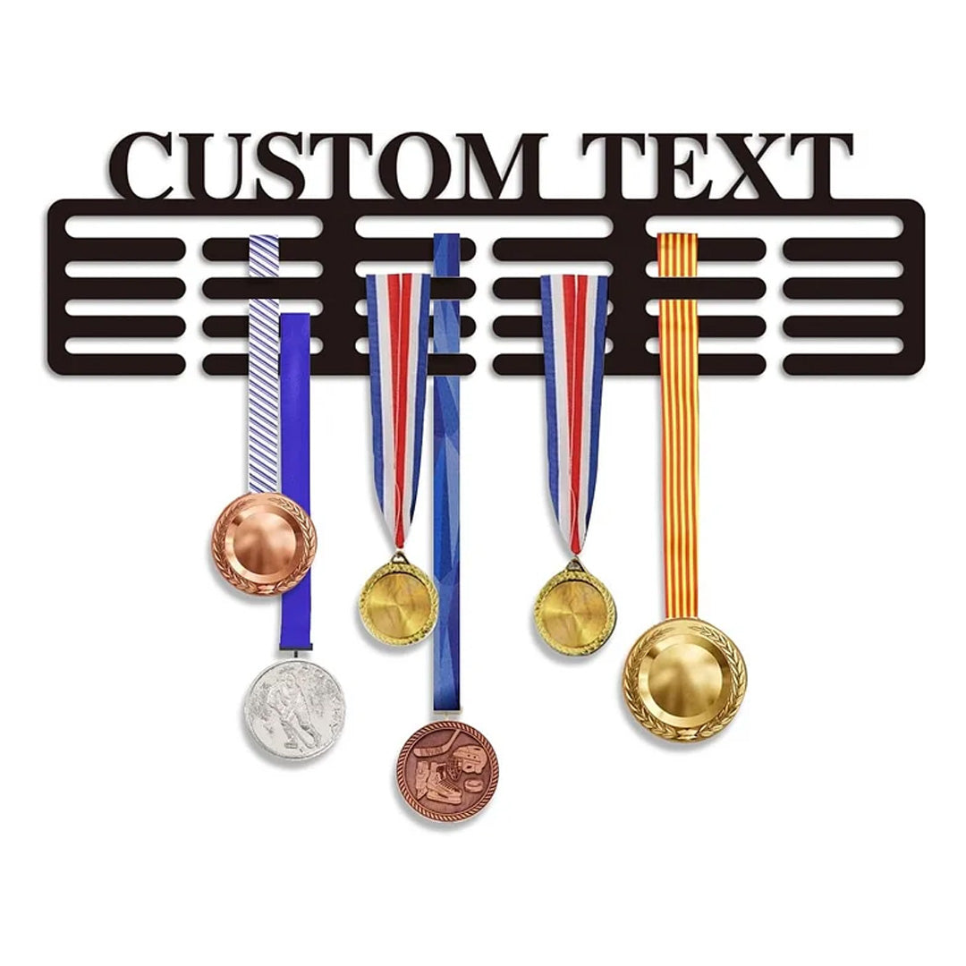 Personalized Sports Medal Display Rack Wall Mount Holds 60 Awards for Youth Gifts
