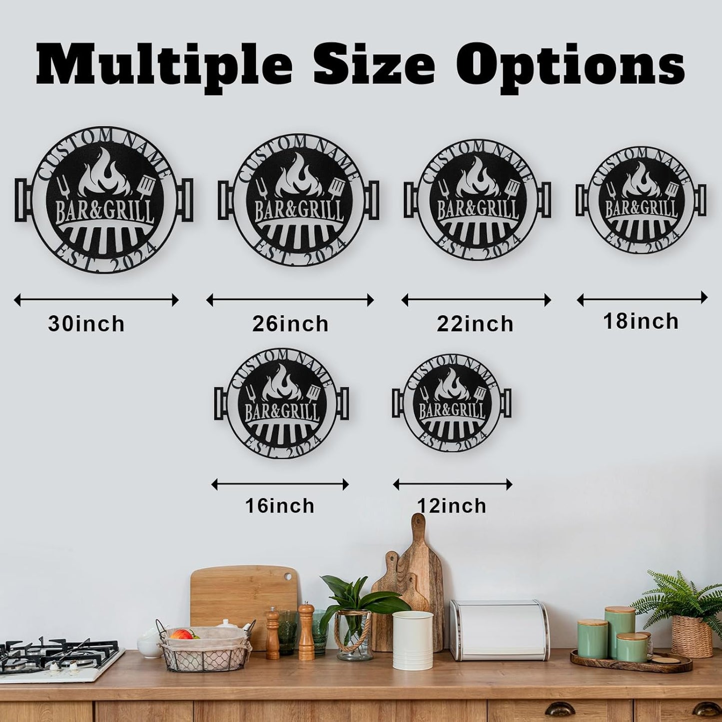 Custom Kitchen Name Sign , Wrought Iron Wall Art for Dining & Cooking Spaces