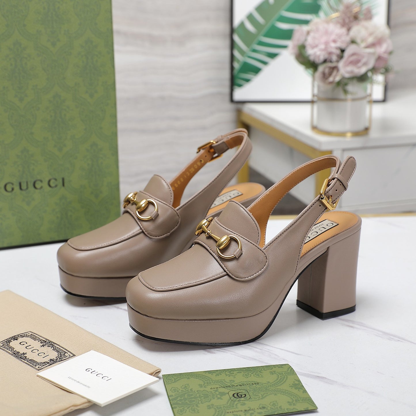 GG Horsebit slingback pumps 1825031805
