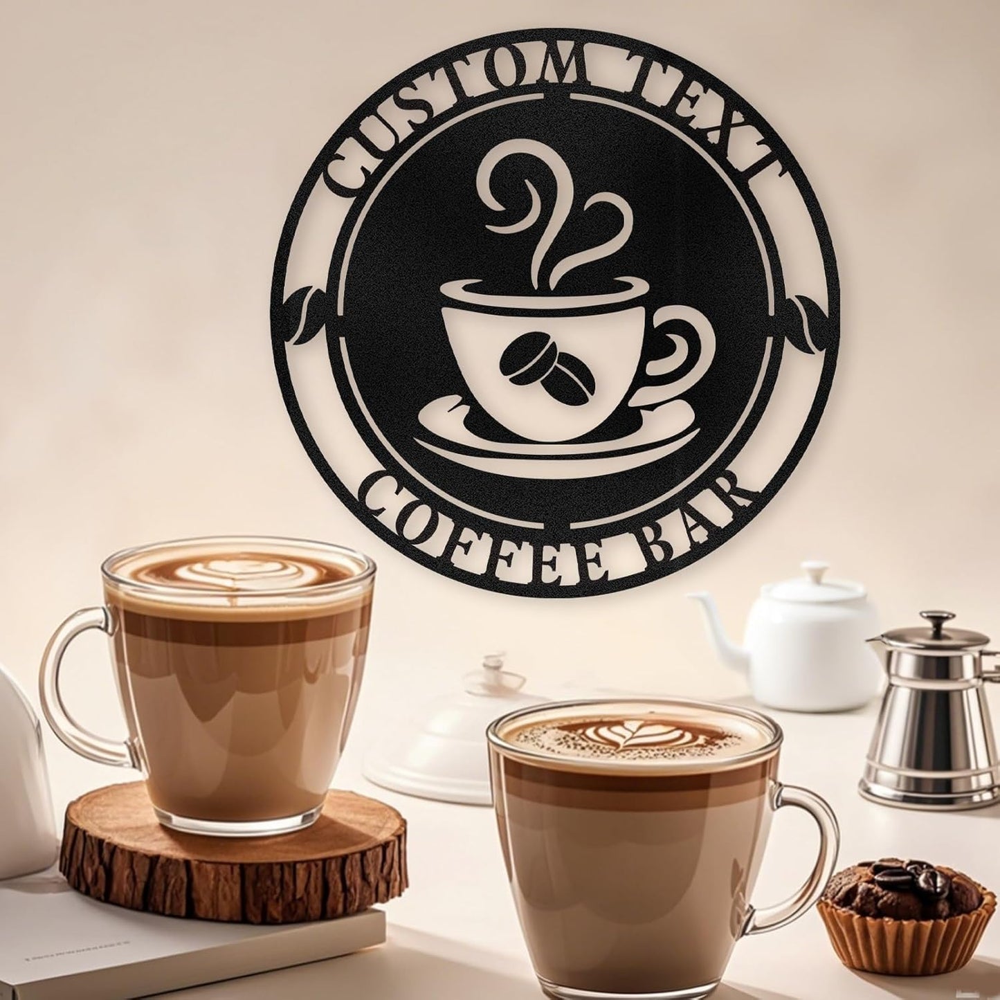 Coffee Bar Custom Metal Sign , Rustic Cafe & Home Brewing Station Decor