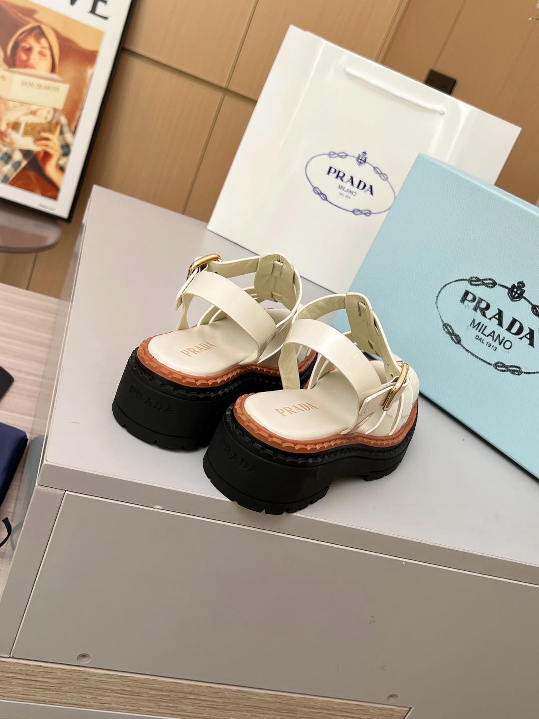 PR Leather Roman Rubber Sandals 1825031001