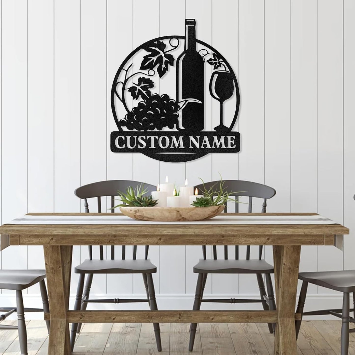 Personalized Wine Bottle Metal Sign ,Elegant Bar & Kitchen Wall Art