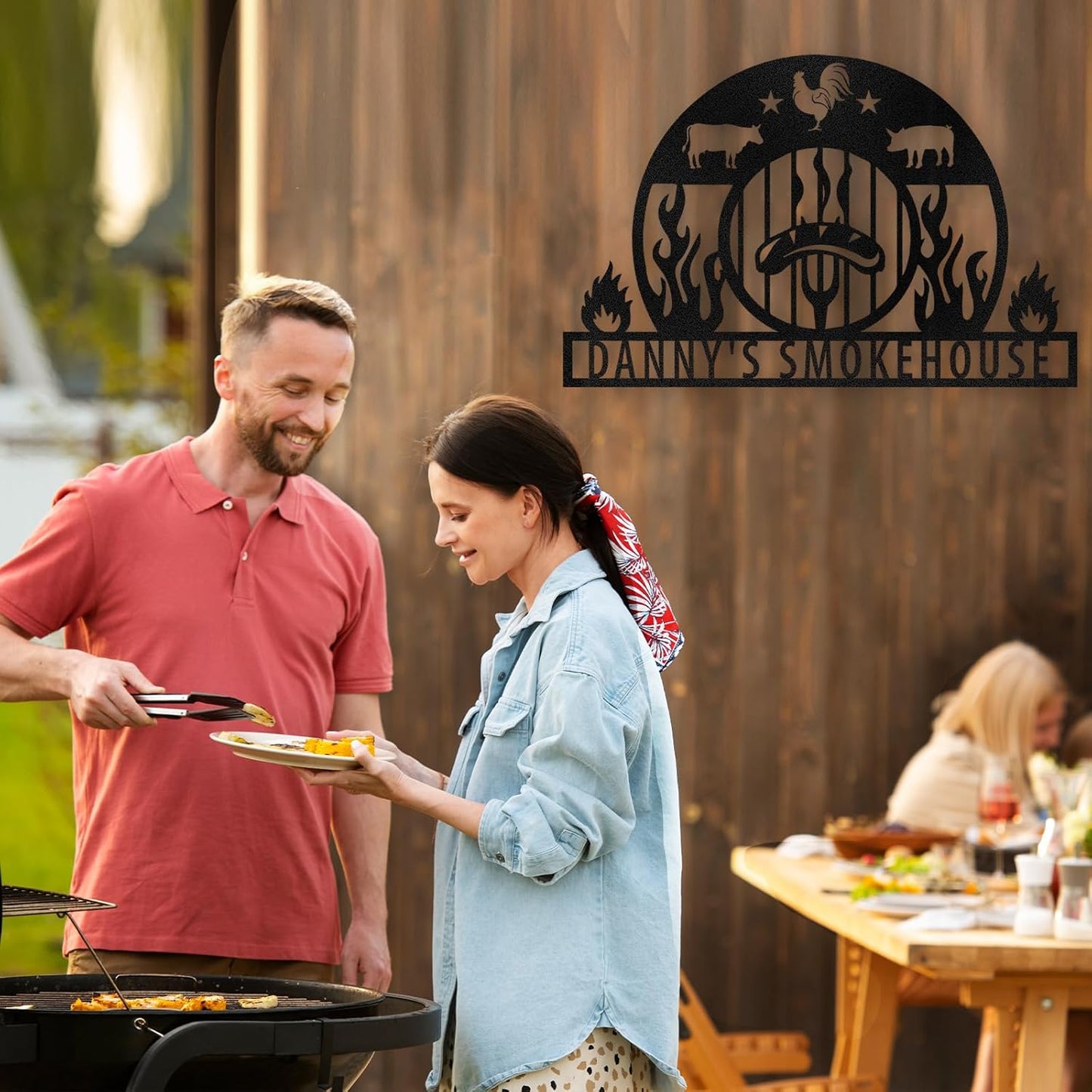 BBQ & Grill Master Metal Sign , Personalized Outdoor Cooking Wall Decor