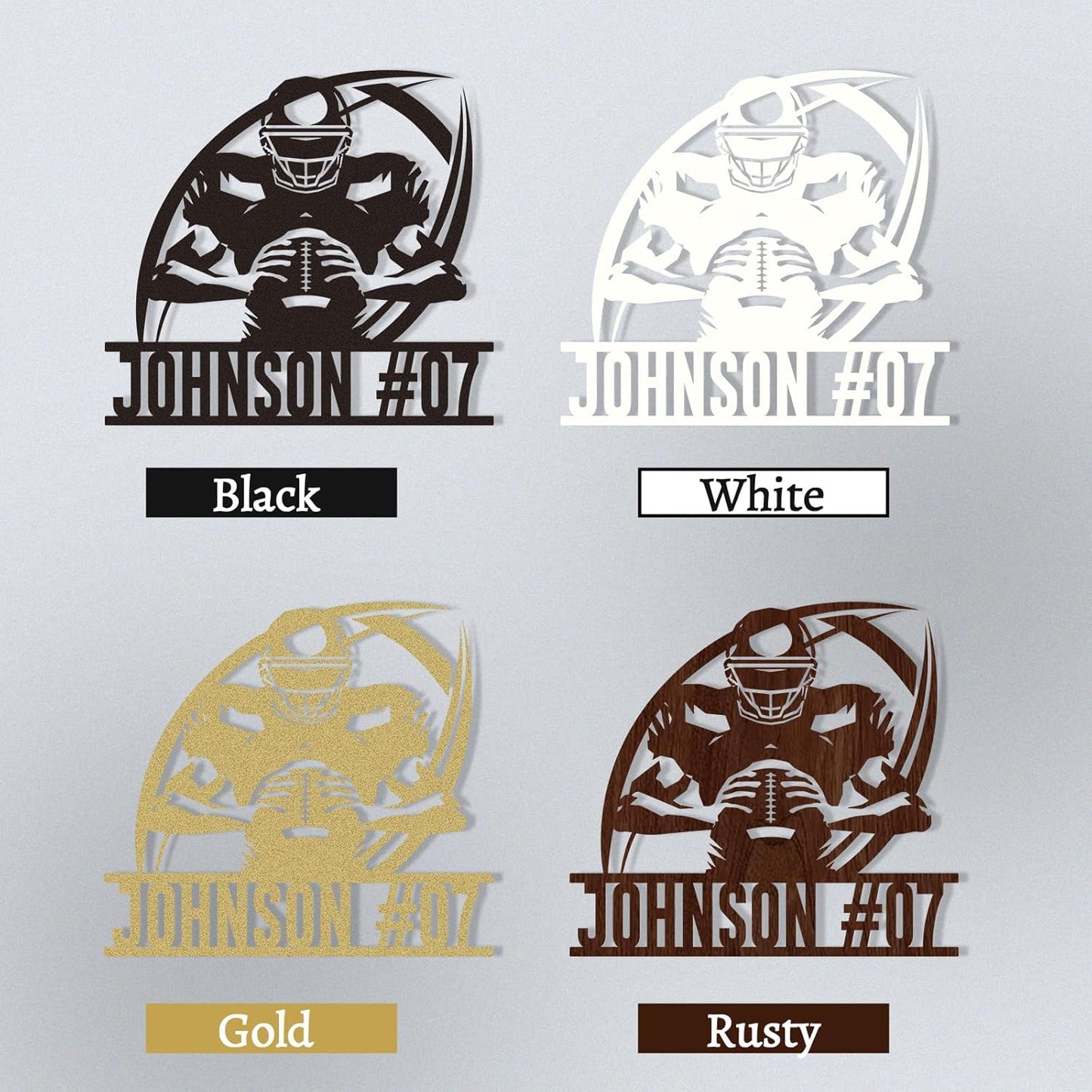 Custom Football Player Metal Sign with Name and Number, Personalized Sports Wall Art, Football Room Decor for Boys or Coach Gift