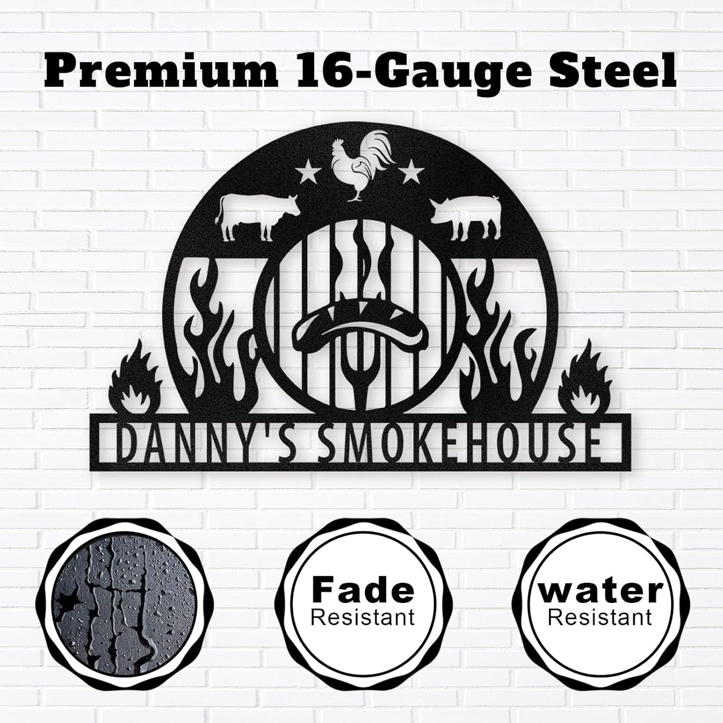 BBQ & Grill Master Metal Sign , Personalized Outdoor Cooking Wall Decor