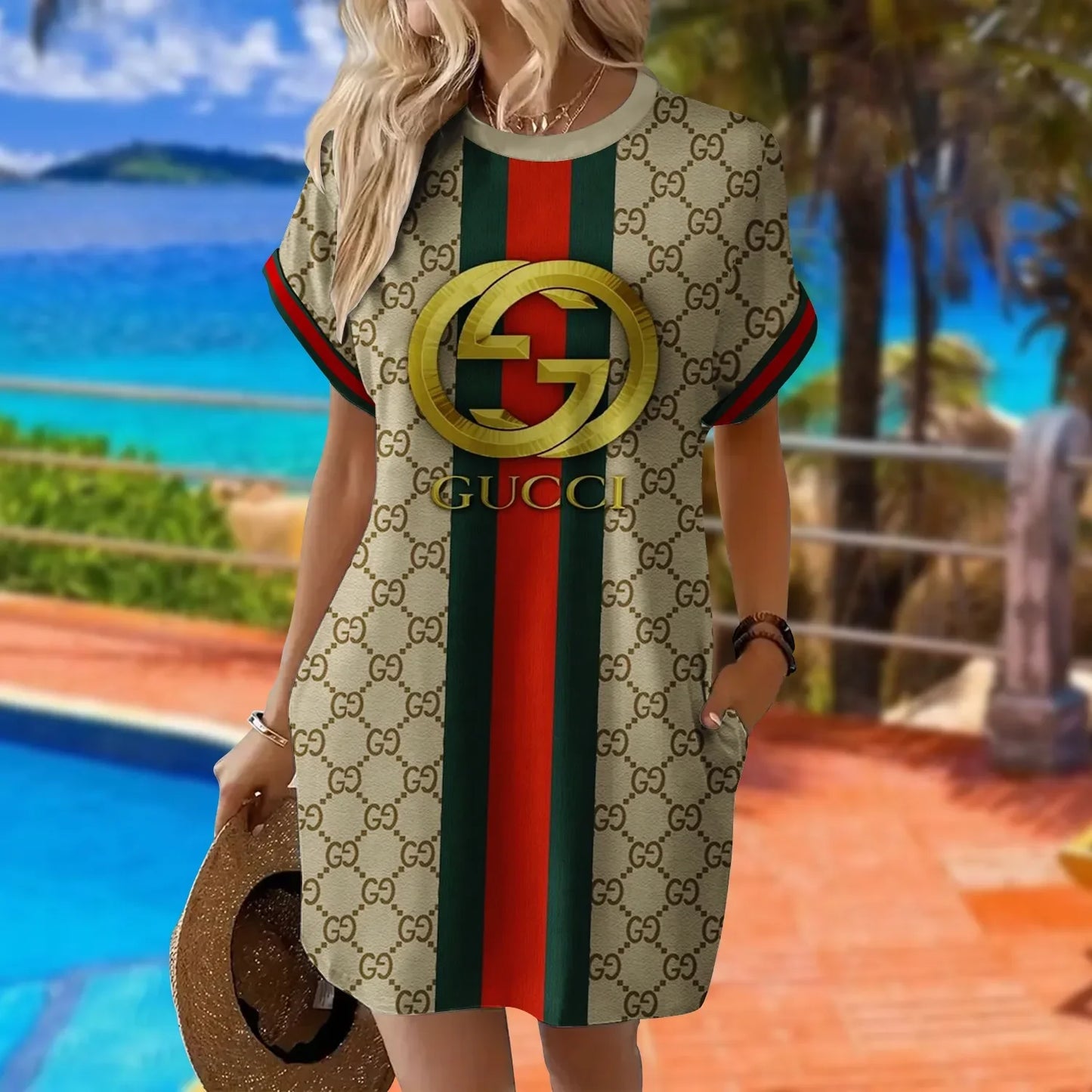 Premium Short Sleeve Pocket Dress 3D1025030416