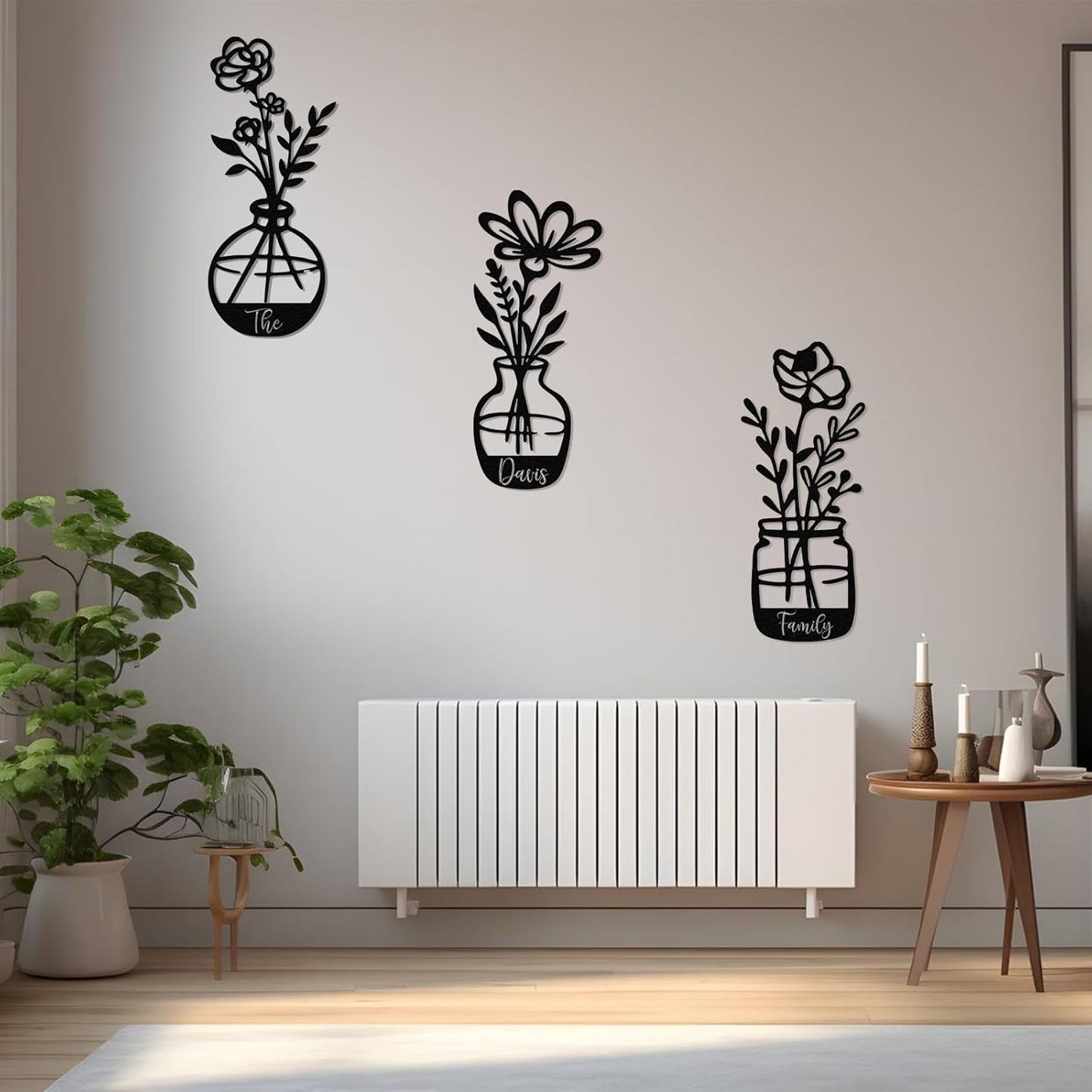 Personalized Metal Wall Art Set,, Botanical Art, Couple Custom, Nature Landscape Metal Wall Hanging