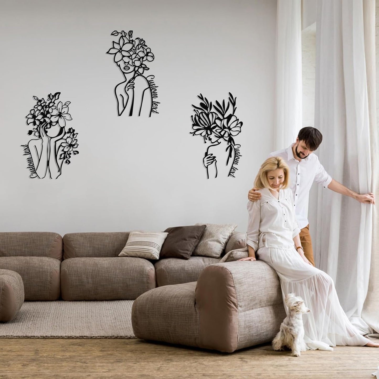 Personalized Metal Wall Art Set,, Botanical Art, Couple Custom, Nature Landscape Metal Wall Hanging