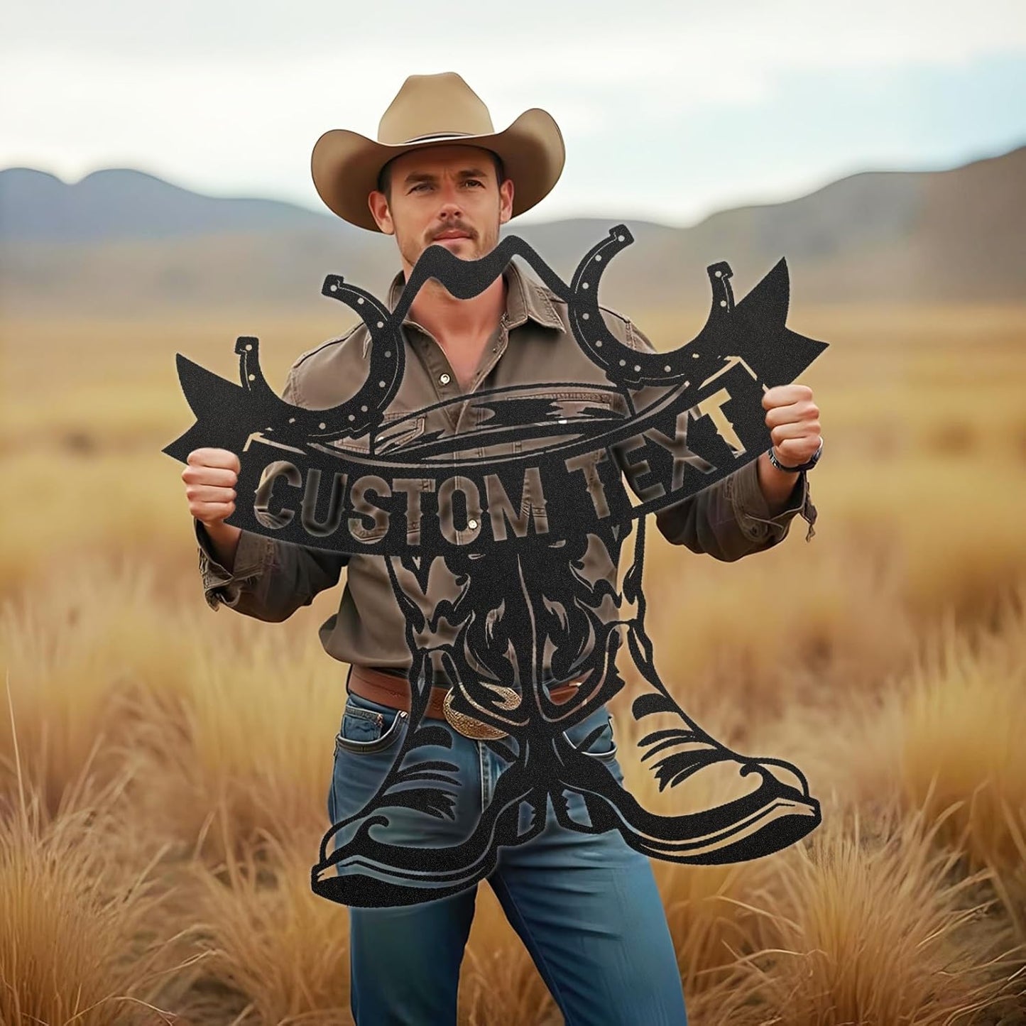 Custom Wild Cowboy boot Metal Sign Vintage Cowboy Wall Art Perfect for Bar & Game Room
