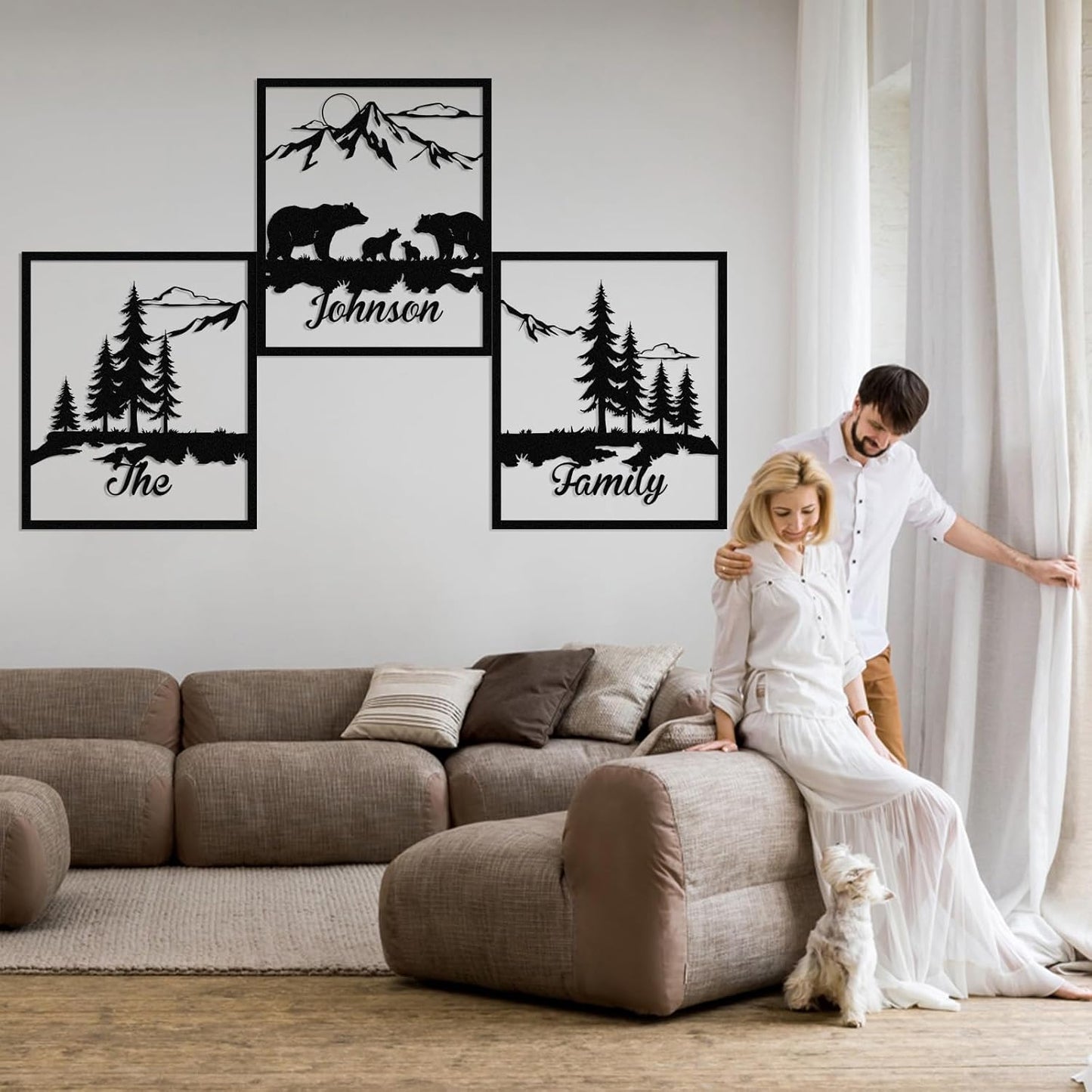 Personalized Metal Wall Art Set,, Botanical Art, Couple Custom, Nature Landscape Metal Wall Hanging