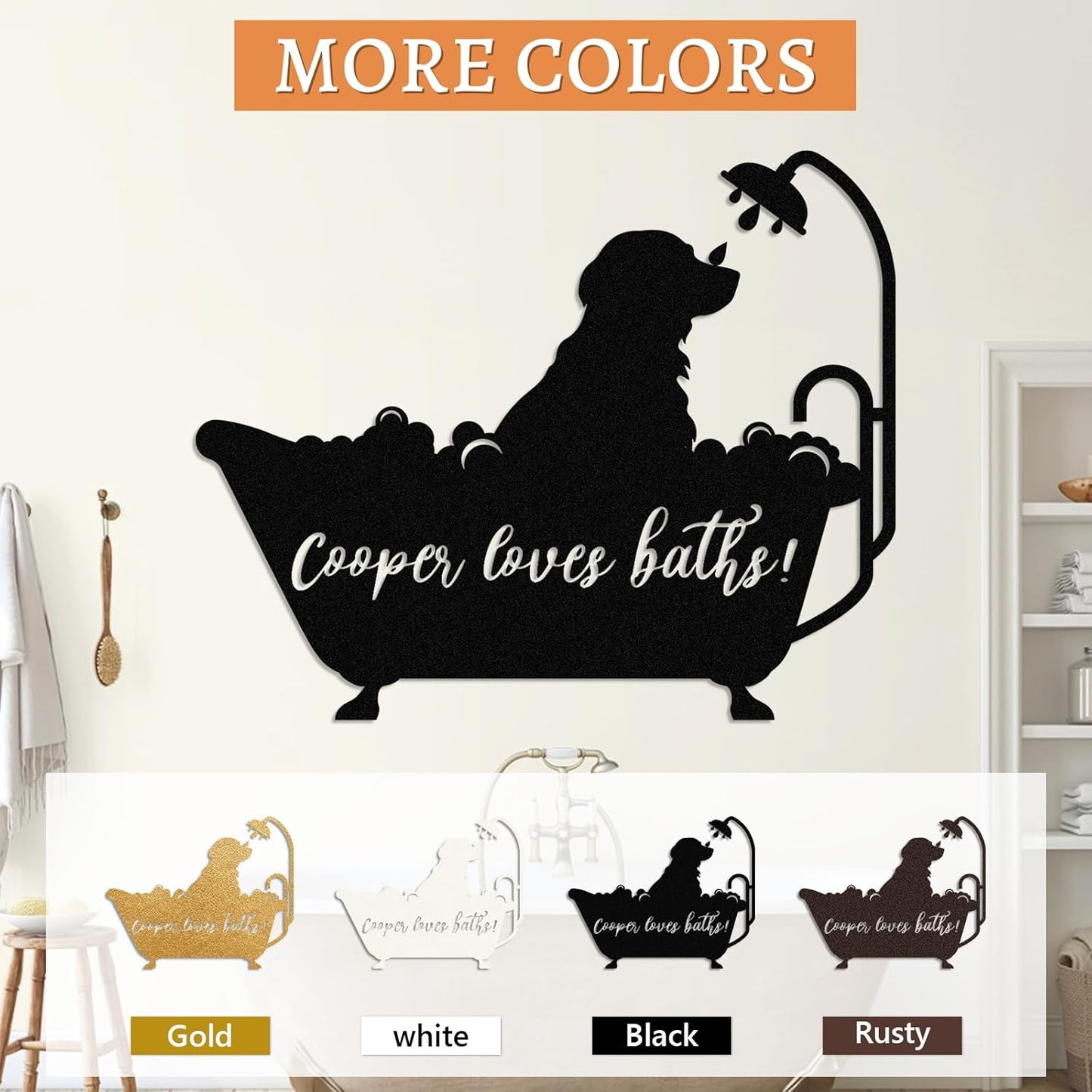 Personalized Bathroom Metal Sign, Farmhouse Bathroom Decor Wall Art, Custom Name Funny Bathroom Sign with Feces Design, Modern Hanging Decor for Home Washroom, Housewarming Gifts Color02