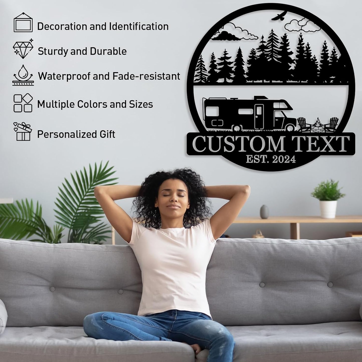 Personalized Camping Sign, Outdoor Travel Trailer Camper Signs, Family Sign, Camping Gifts