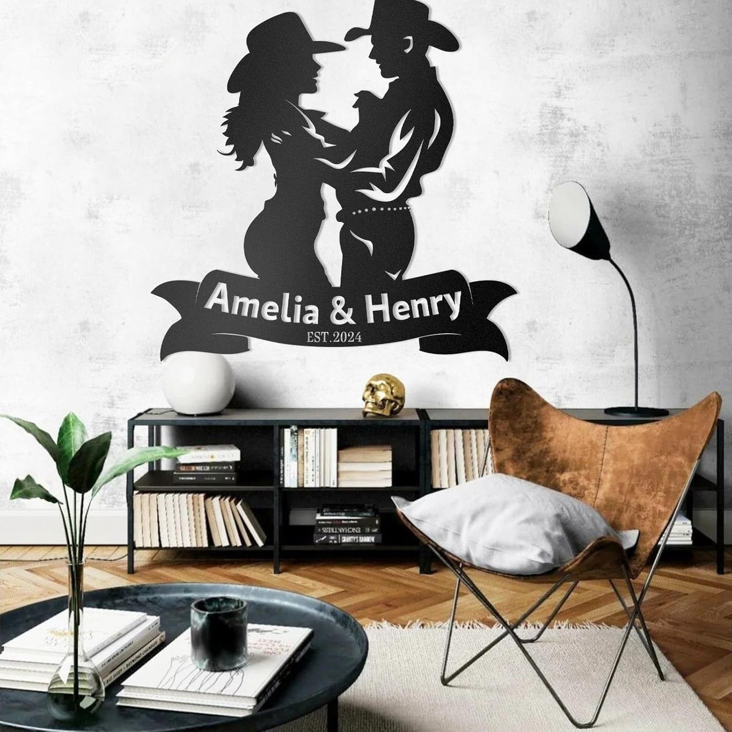 Personalized Cowboy Riding Silhouette Metal Wall Art Rustic Decor for Ranch & Tavern