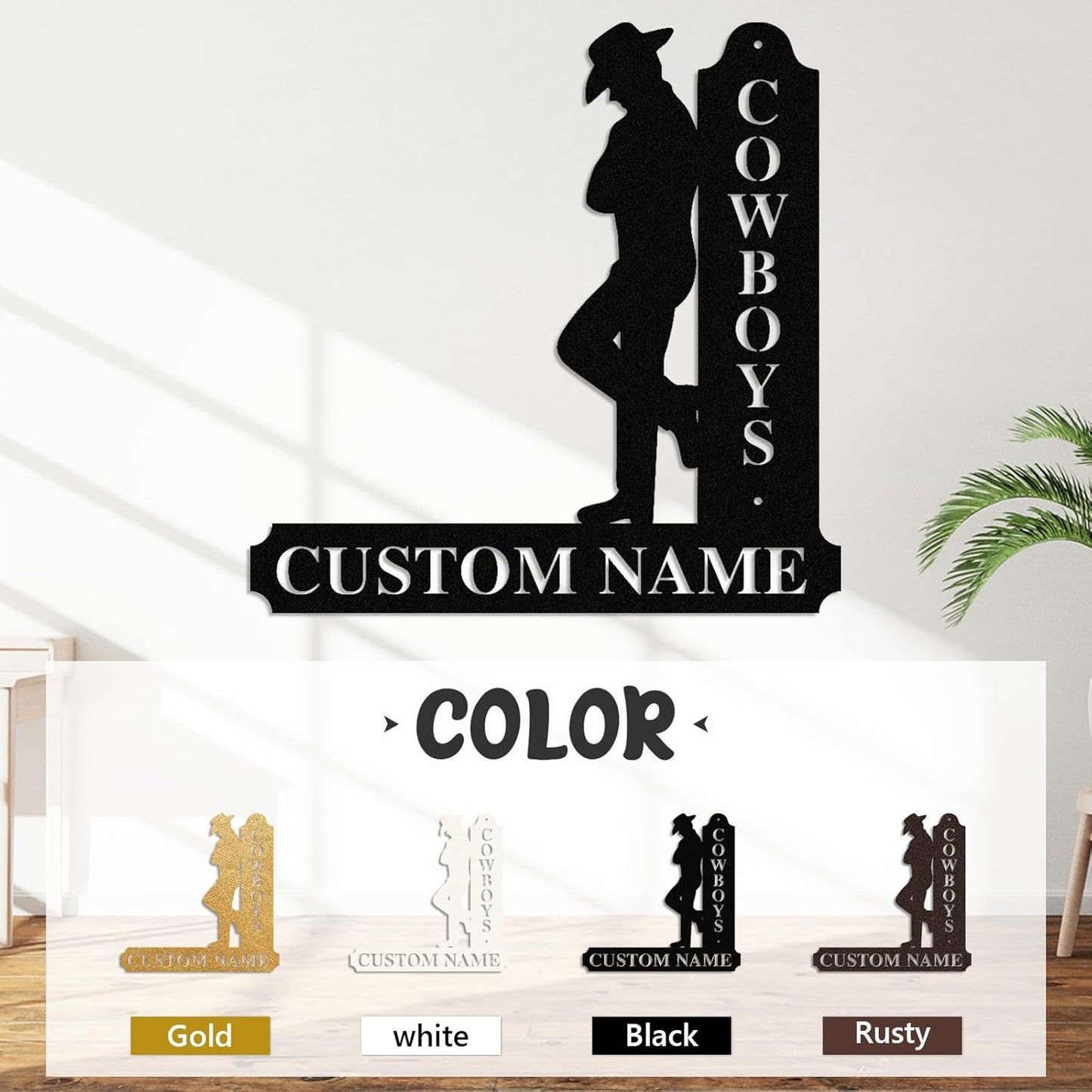 Custom Equestrian Cowboy Metal Sign Western Style Iron Art Horse Ranch & Riding Club Decor