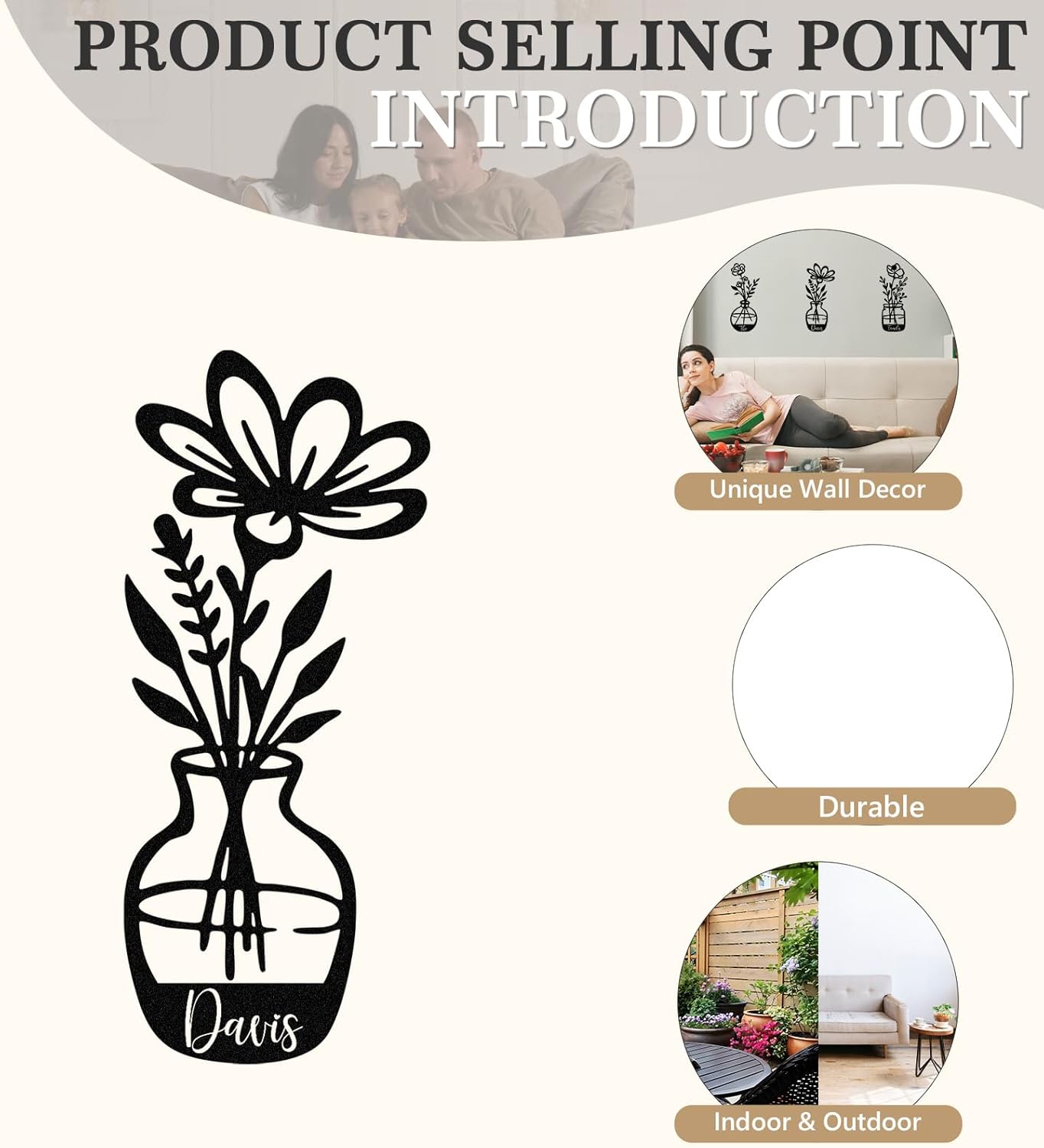 Personalized Metal Wall Art Set,, Botanical Art, Couple Custom, Nature Landscape Metal Wall Hanging