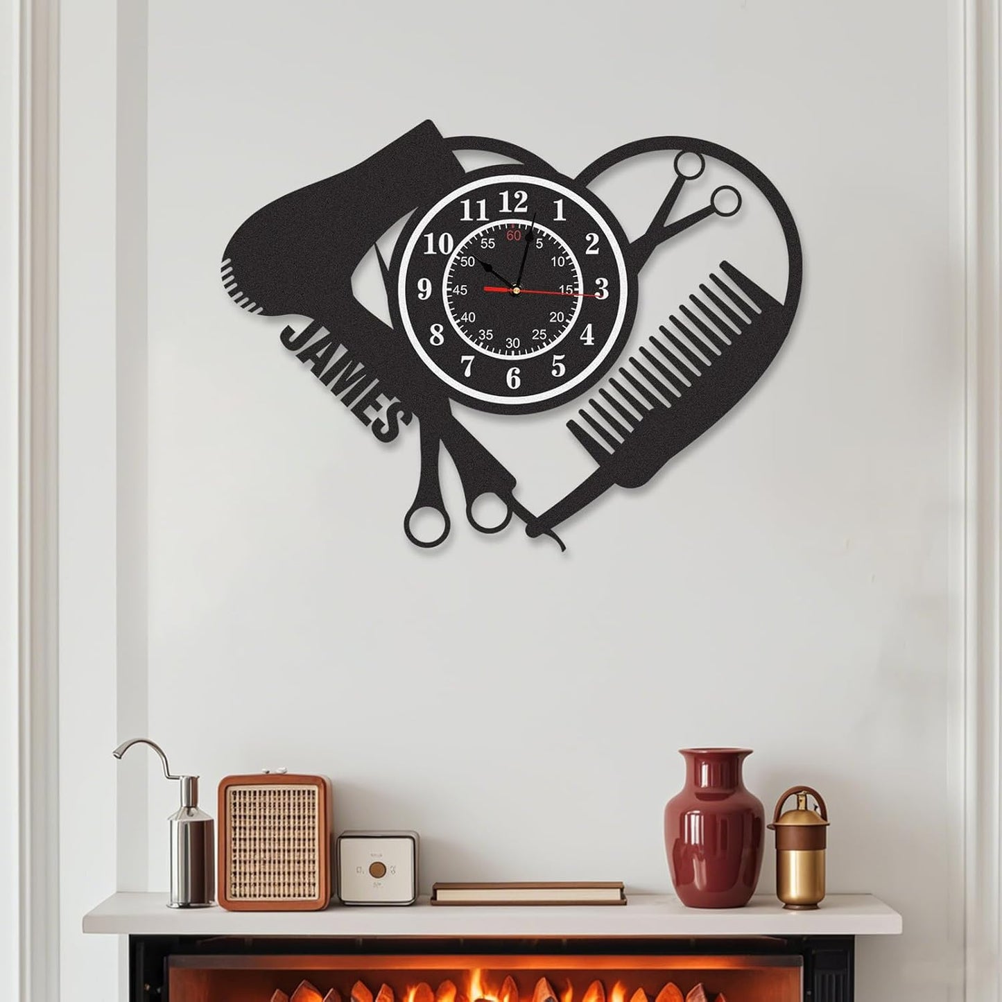 Personalized Large Outdoor Clock, Custom Motorcycle Wall Clock with Name, Modern Metal Wall Art, Battery Operated, Silent Non Ticking Clock for Garage Workshop Farmhouse Man Cave, Gifts for Men