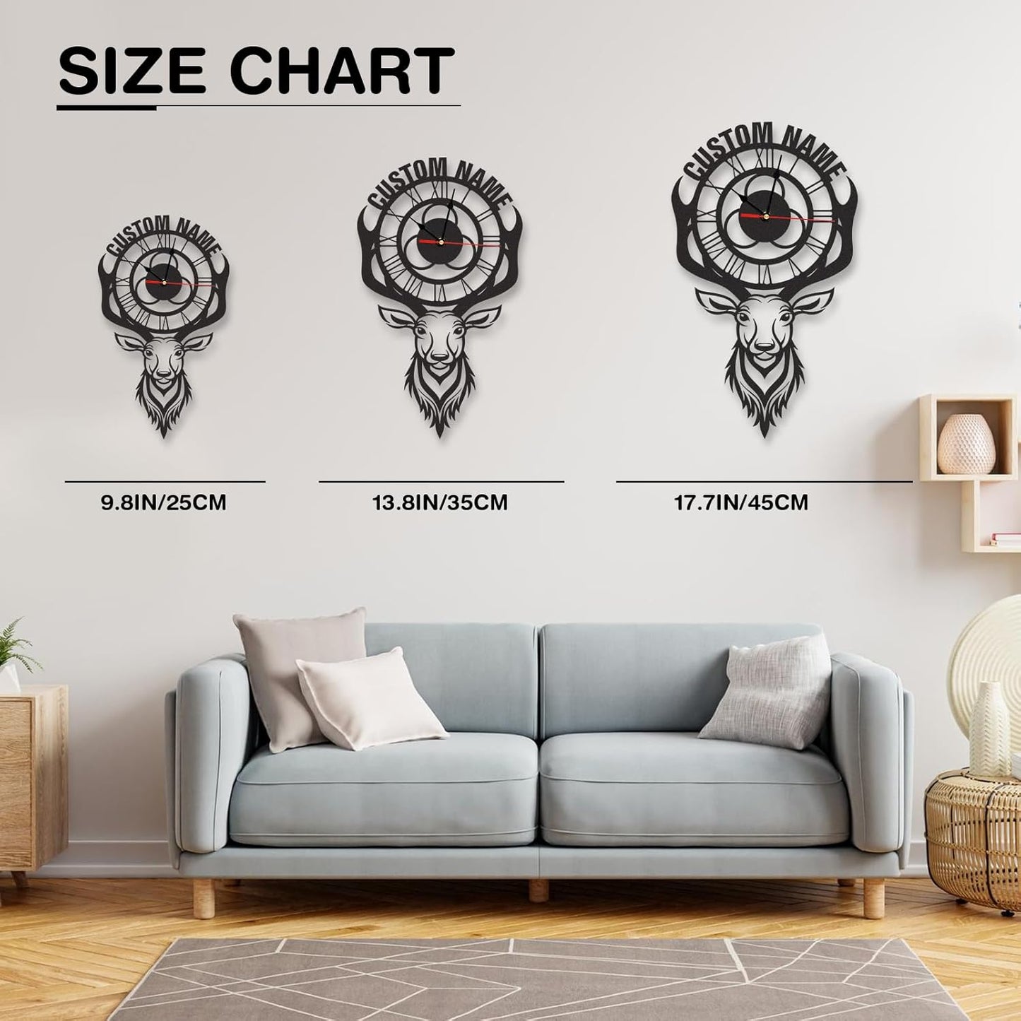 Personalized Large Outdoor Clock, Custom Motorcycle Wall Clock with Name, Modern Metal Wall Art, Battery Operated, Silent Non Ticking Clock for Garage Workshop Farmhouse Man Cave, Gifts for Men