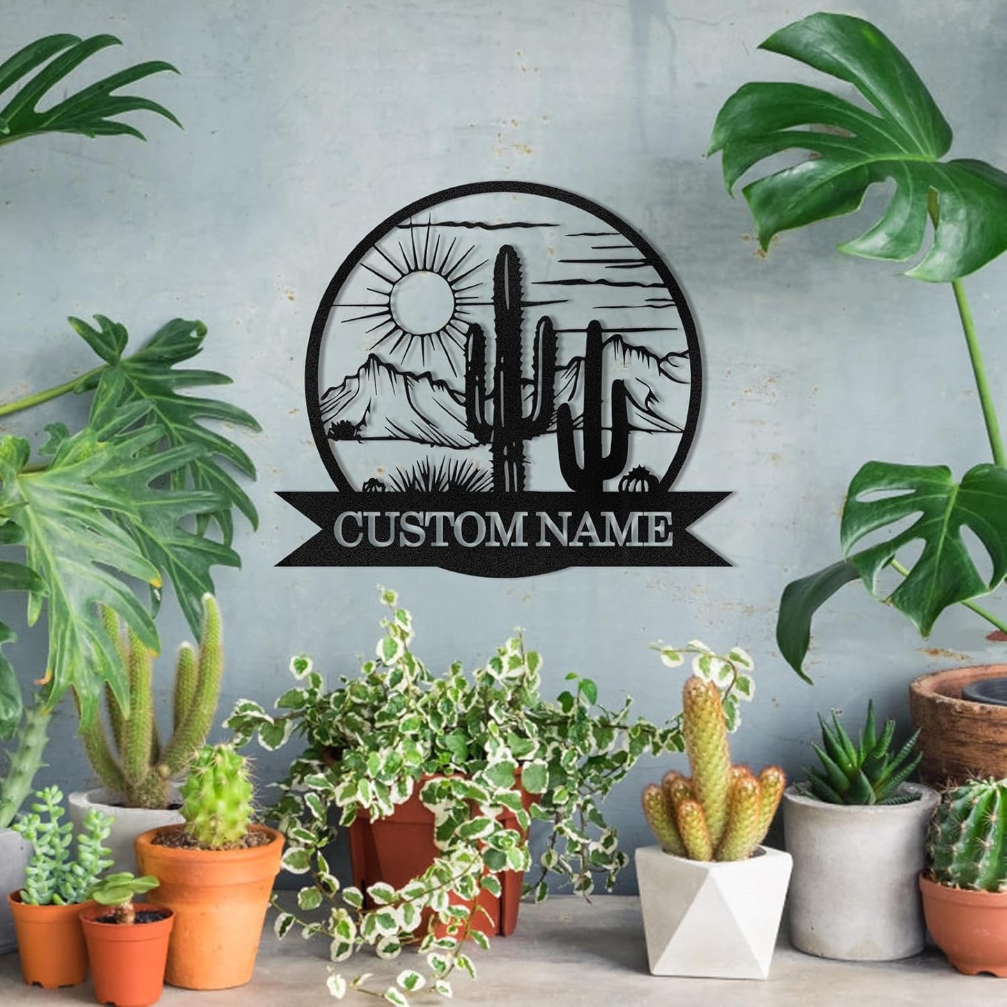 Personalized Metal Cactus Wall Decor, Natural Themed Metal Wall Art Home Decor Plant Modern for Office Home Living Room