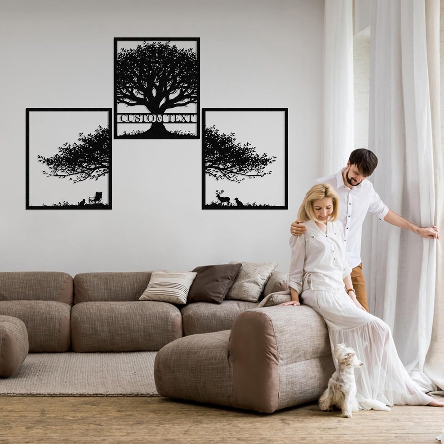 Personalized Metal Wall Art Set,, Botanical Art, Couple Custom, Nature Landscape Metal Wall Hanging