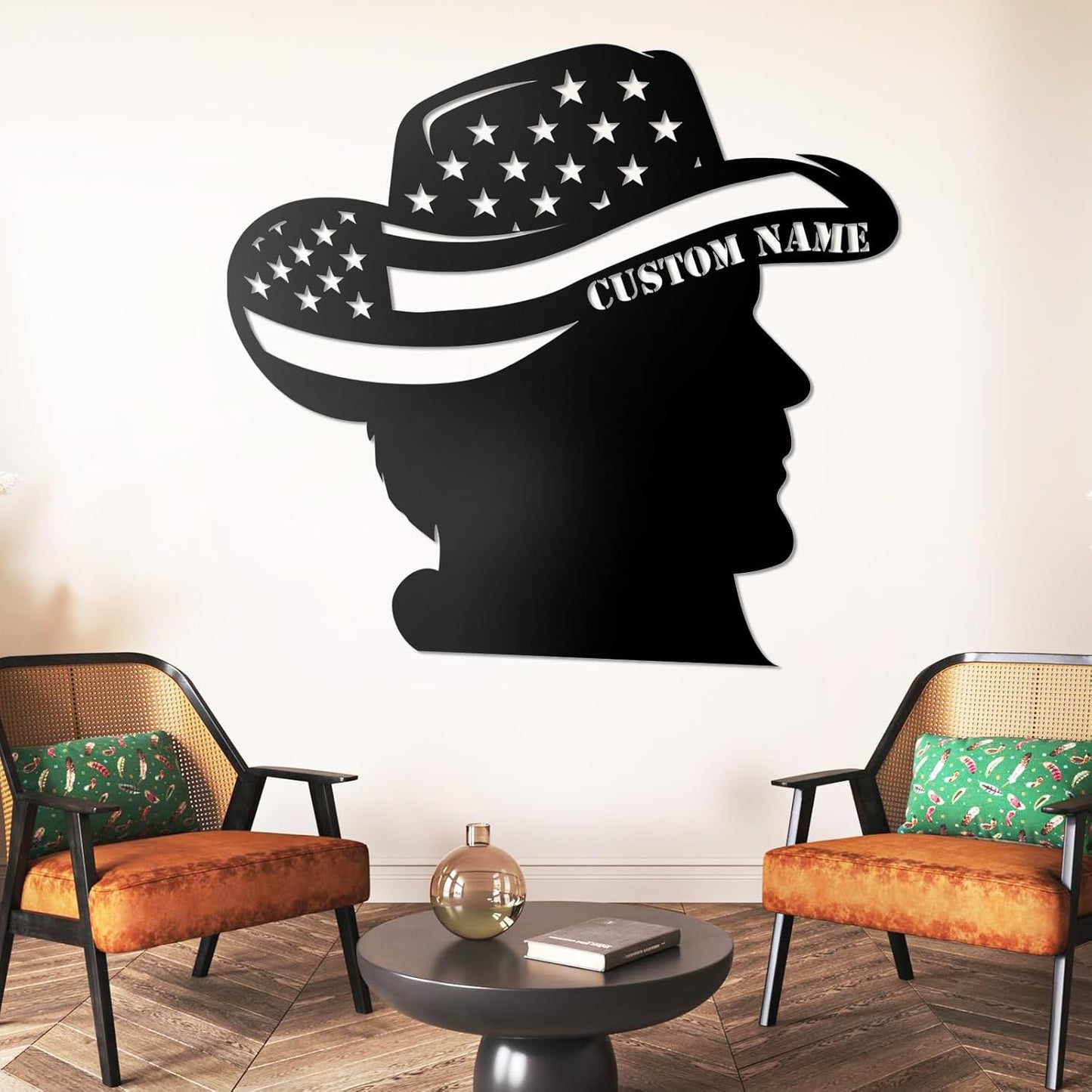 Personalized Cowboy Country Landscape Metal Wall Art Rustic Western Decor for Living Room & Hallway