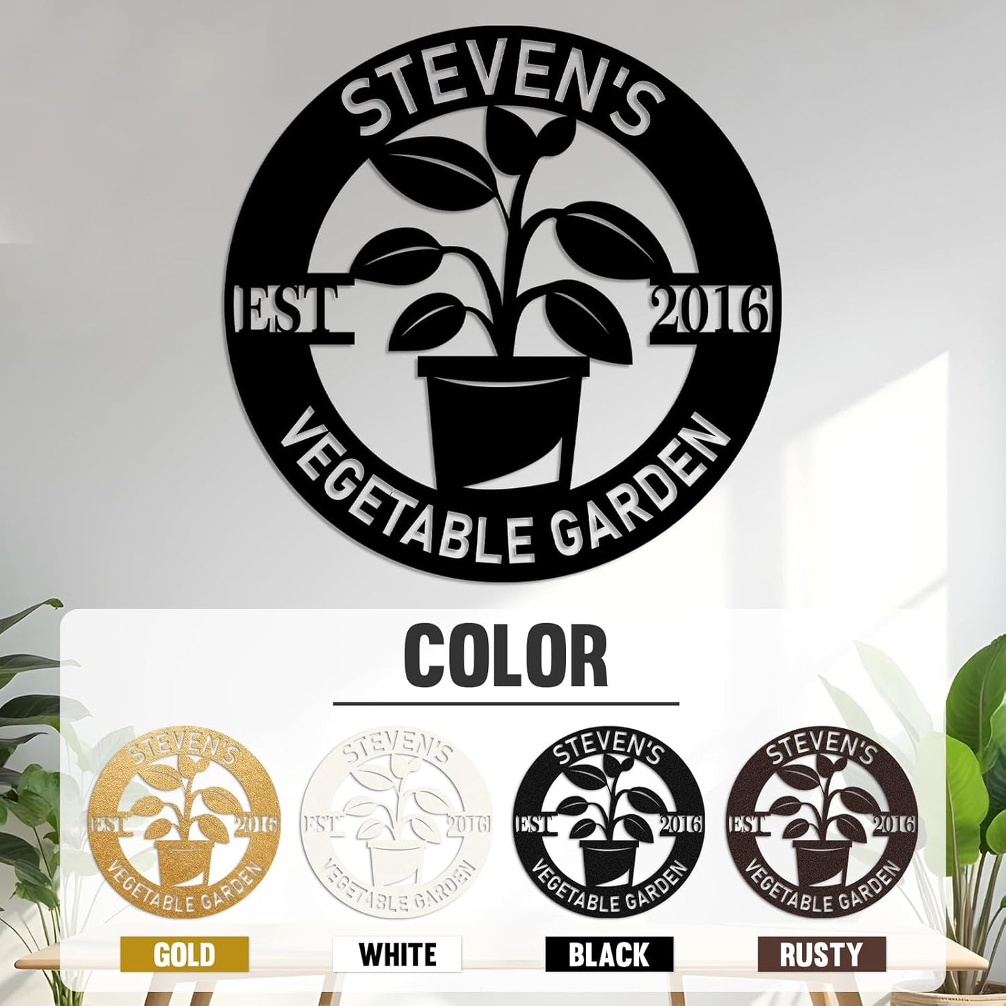 Custom Garden Sign, Personalized Metal Name Signs for Outdoor, Metal Garden Signs for Outside