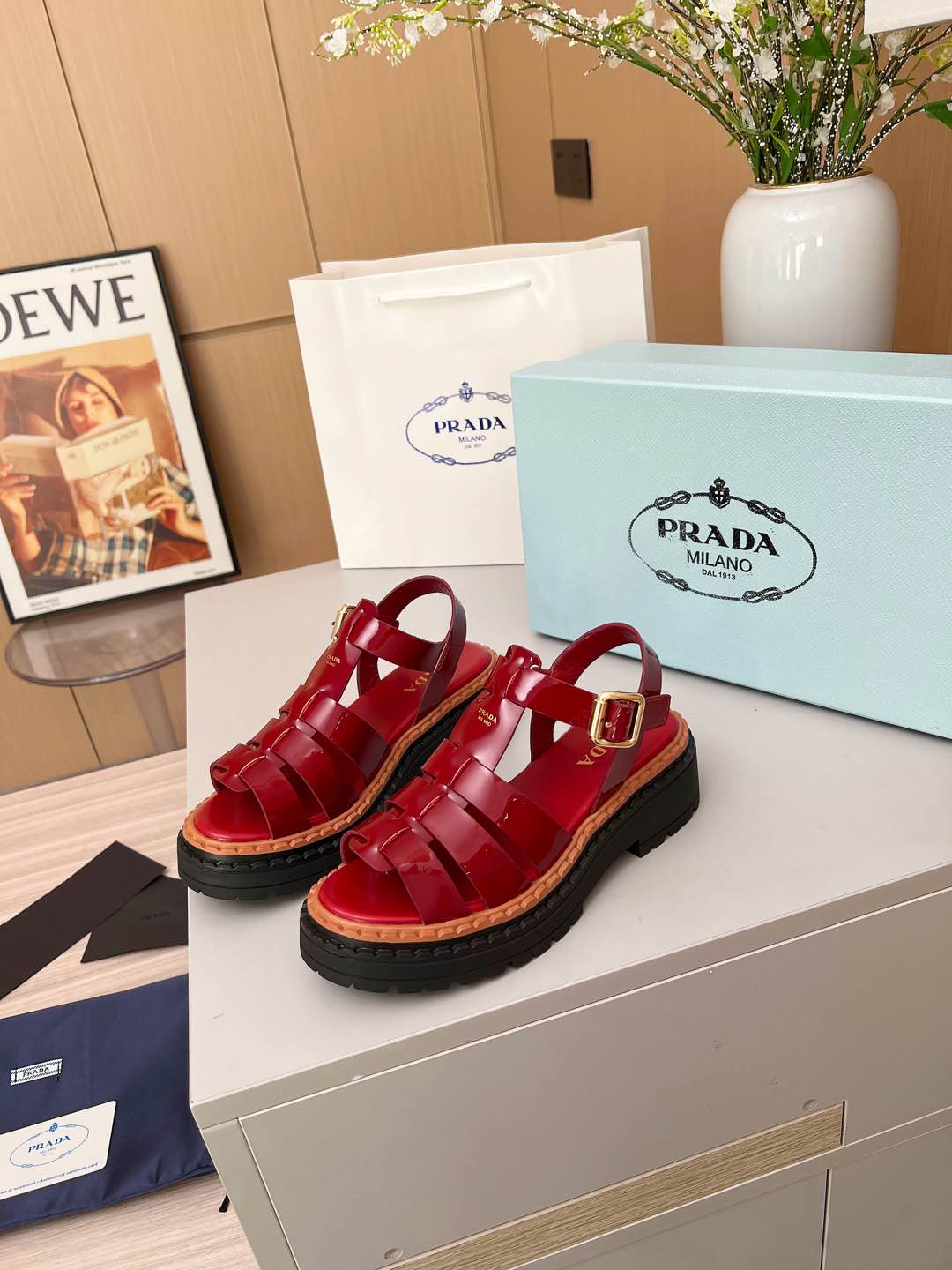 PR Leather Roman Rubber Sandals 1825031001