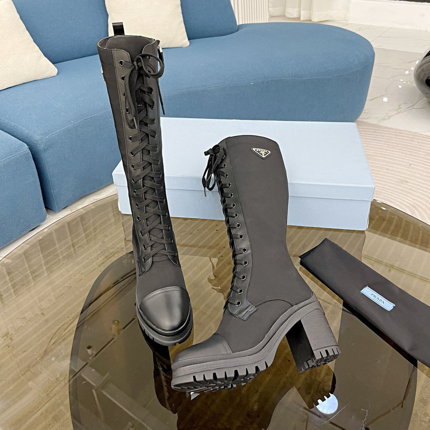 PR waterproof nylon high heel boots 1824102202