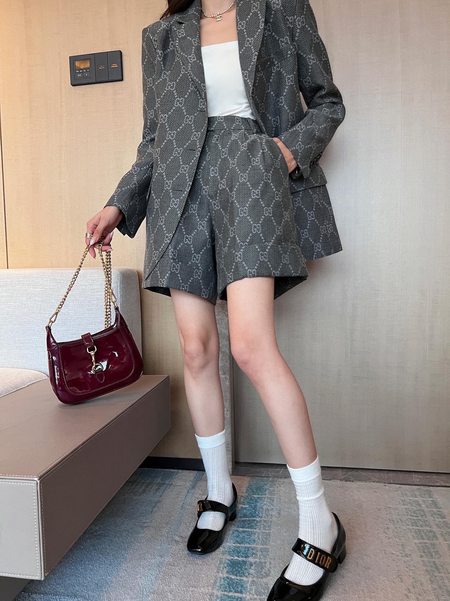 GG gray printed suit suit 0724090304