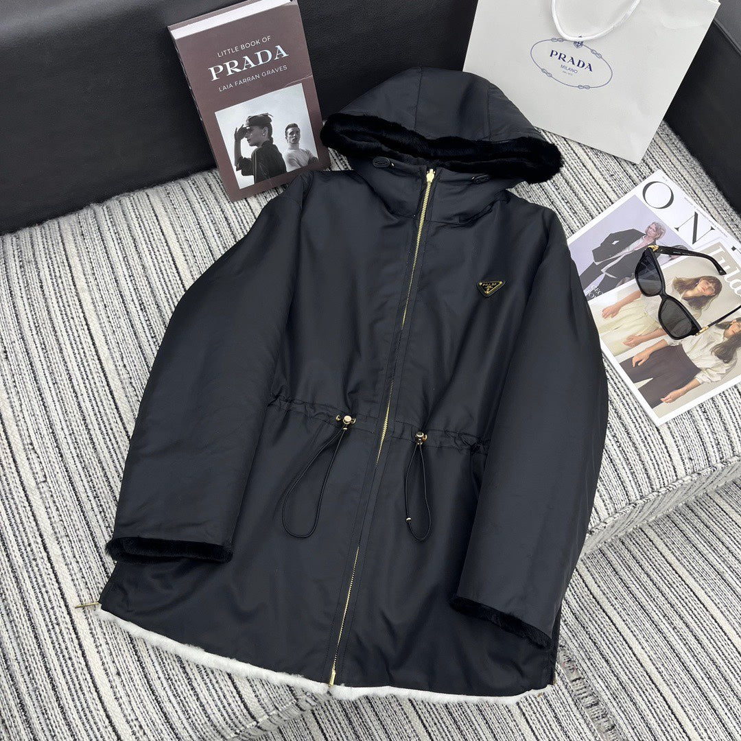PR autumn and winter contrast color hooded jacket (double-sided) 1824101201