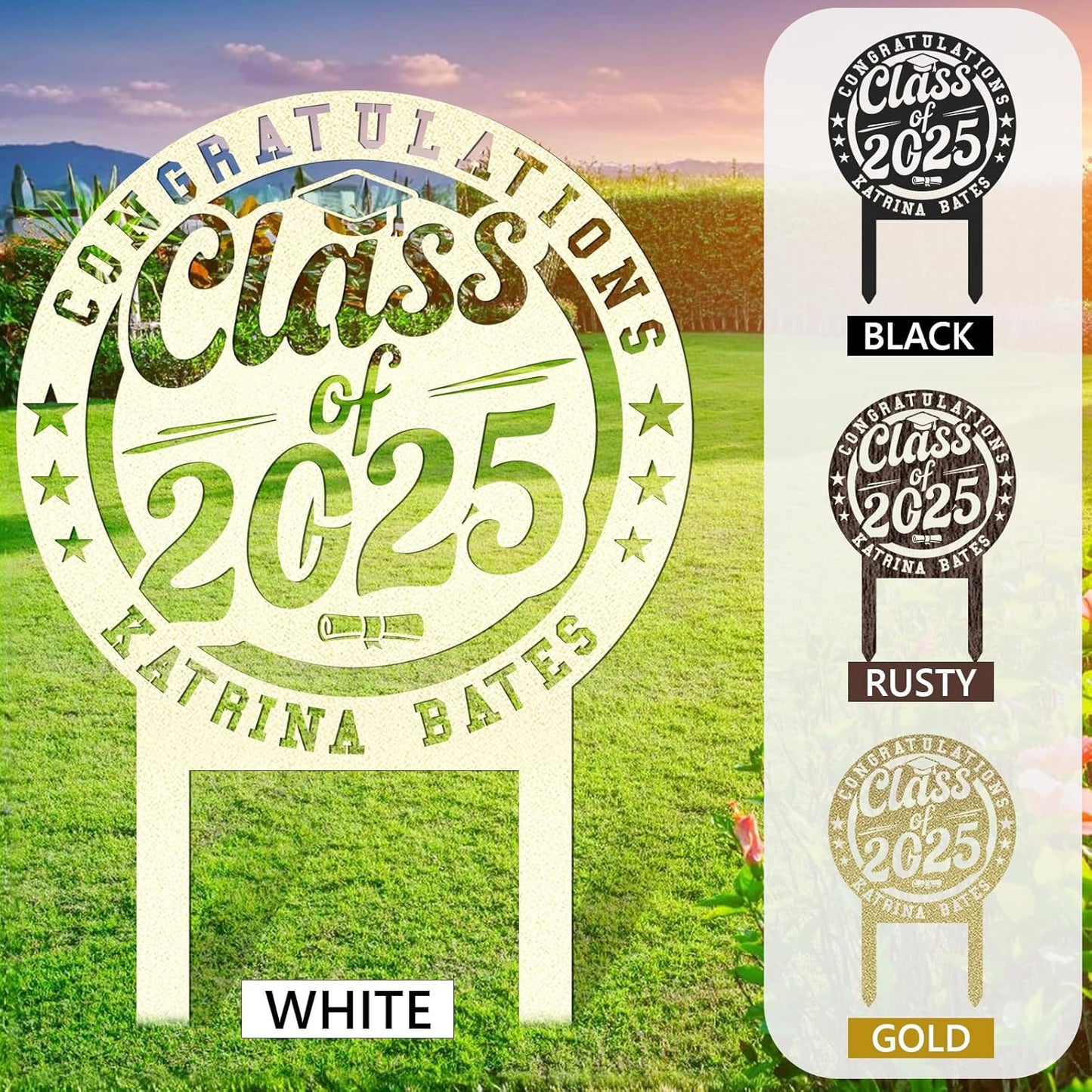 Custom Graduation Yard Sign Personalized Metal Class of 2025 Outdoor Senior Celebration Decor