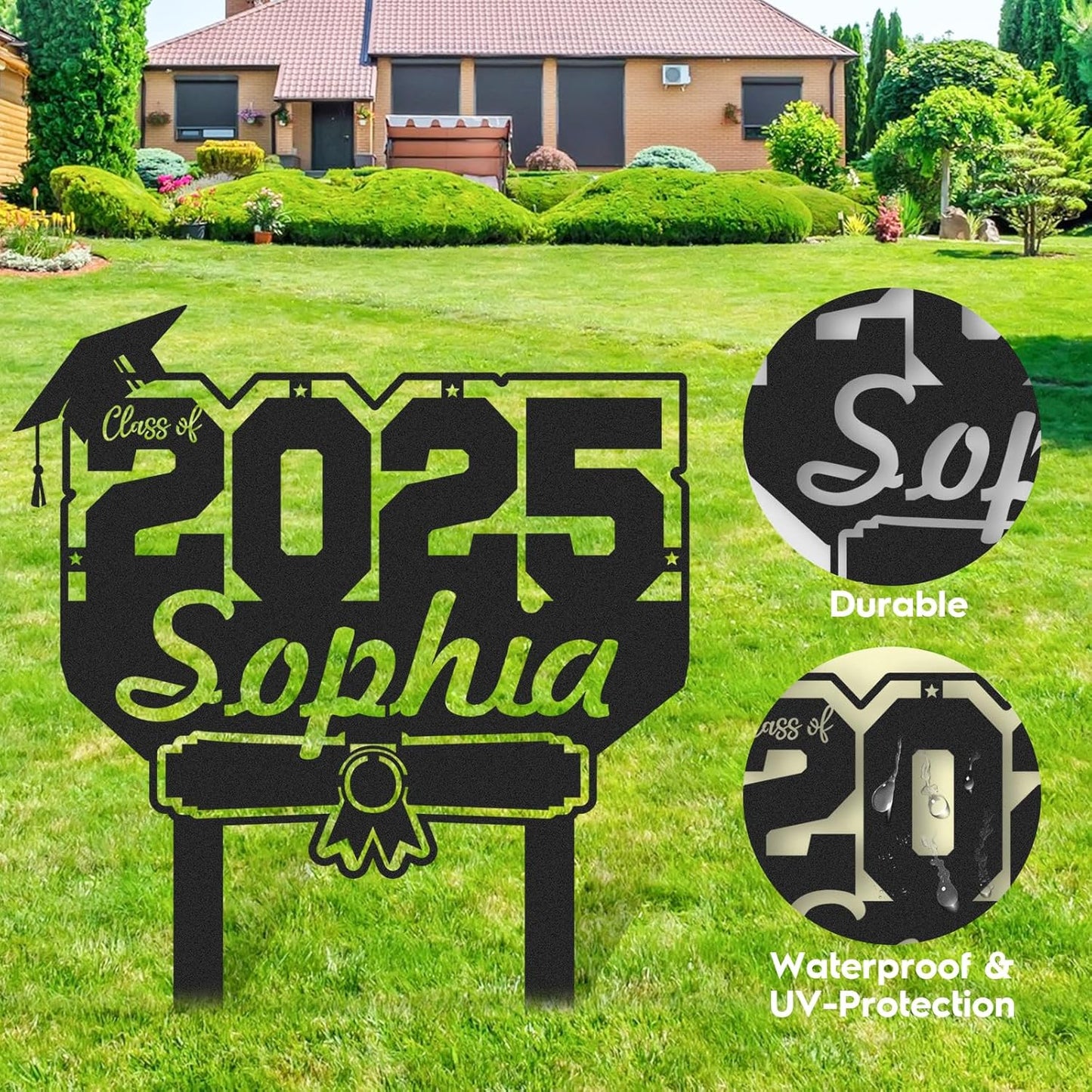 Custom Graduation Yard Sign Personalized Metal Class of 2025 Outdoor Senior Celebration Decor