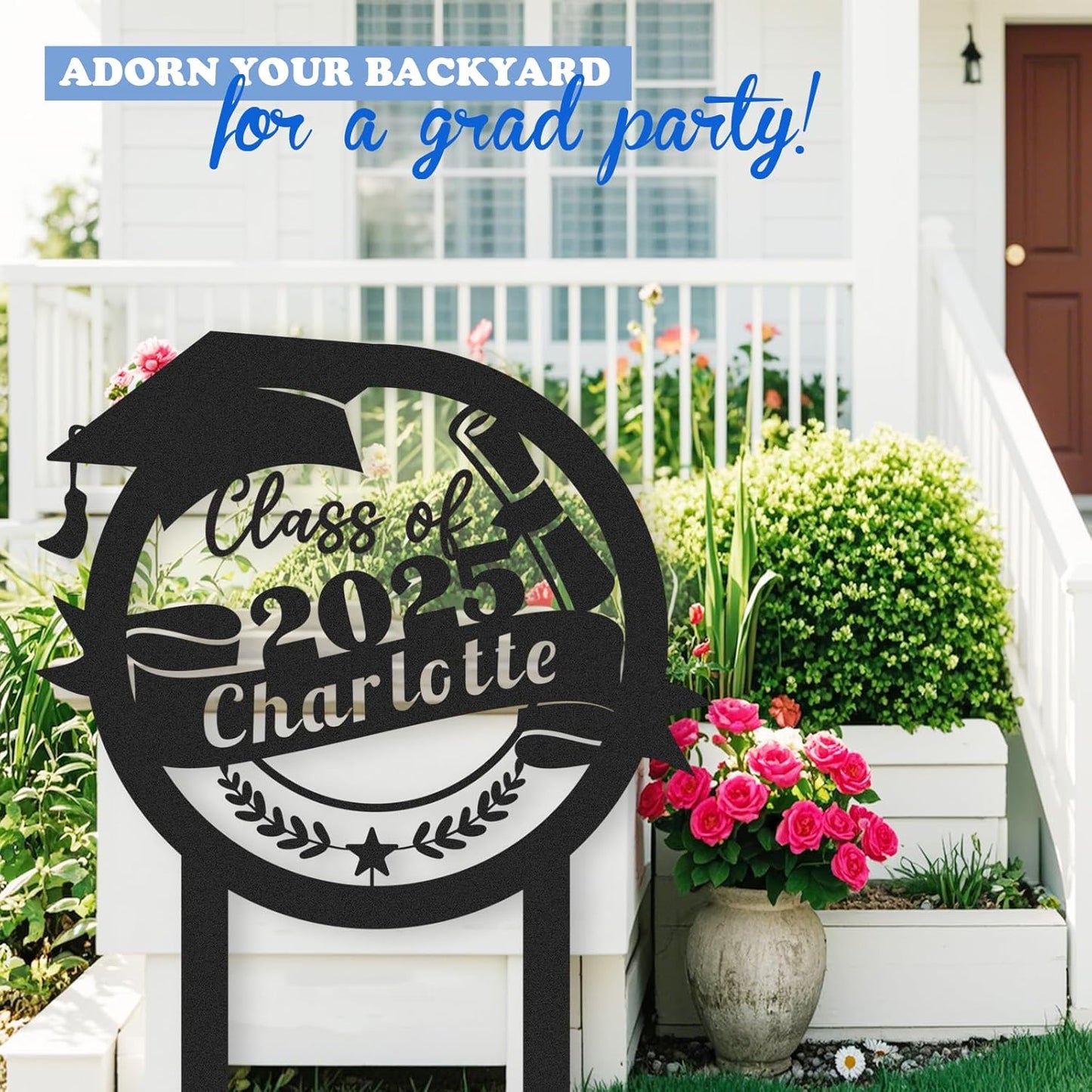 Custom Graduation Yard Sign Personalized Metal Class of 2025 Outdoor Senior Celebration Decor