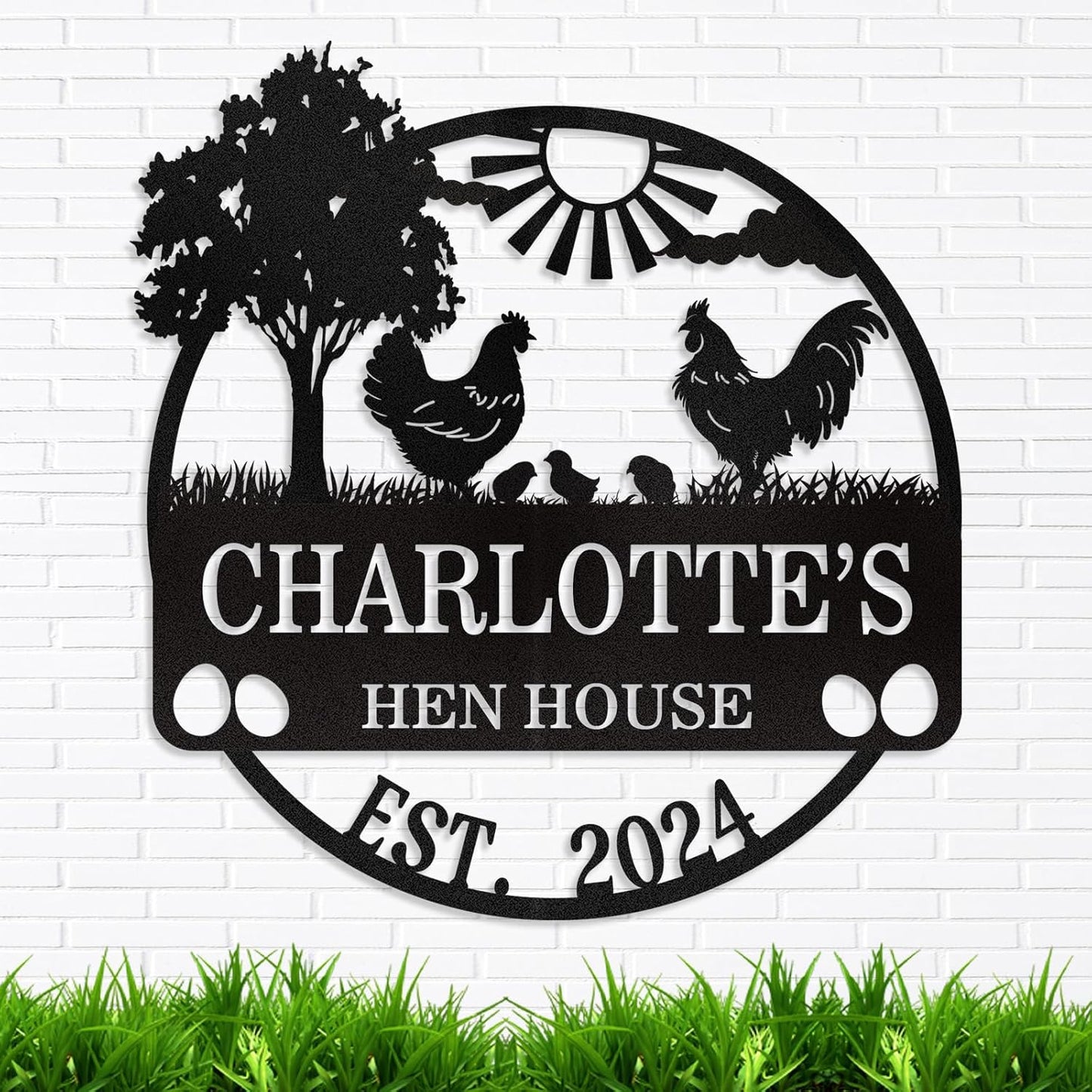 Personalized Funny Chicken Sign, Custom Chicken Coop Sign Wall Decor, Metal Farm Signs for Outside