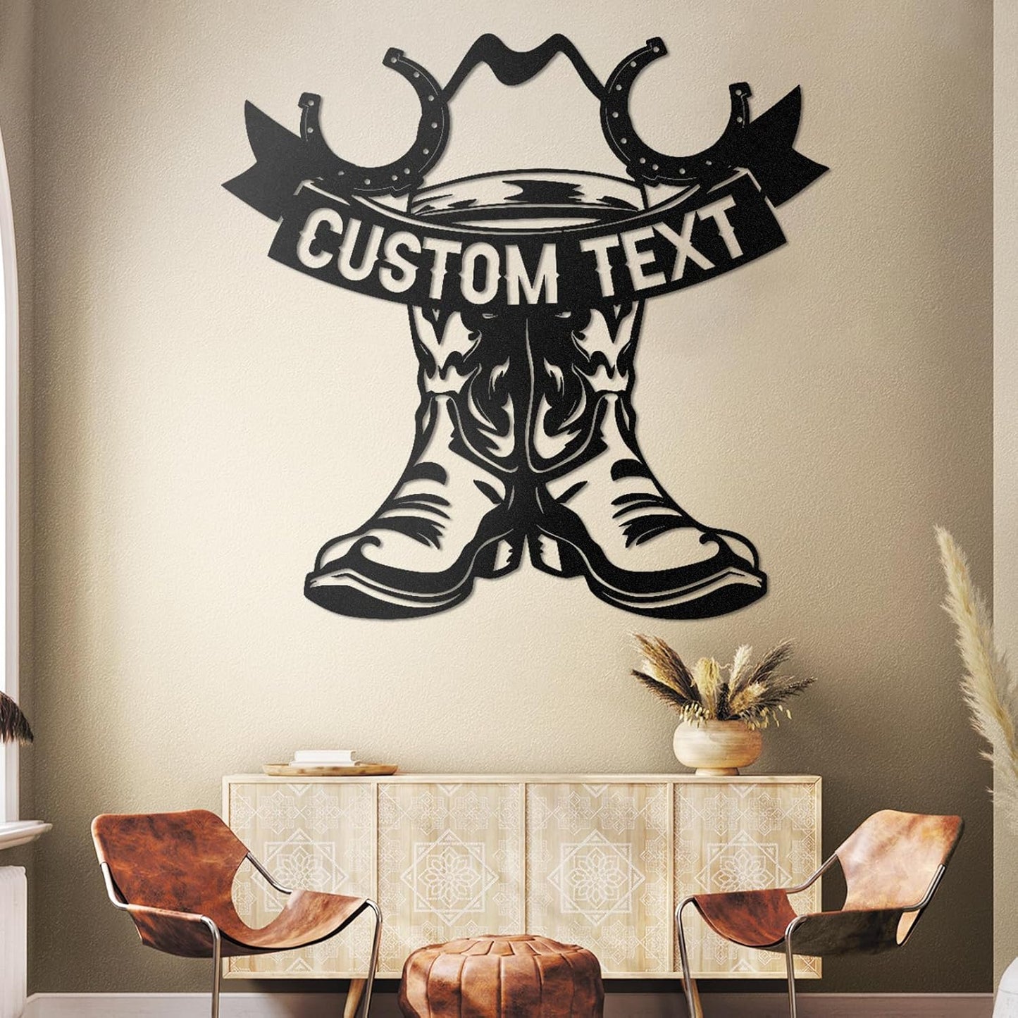 Custom Wild Cowboy boot Metal Sign Vintage Cowboy Wall Art Perfect for Bar & Game Room