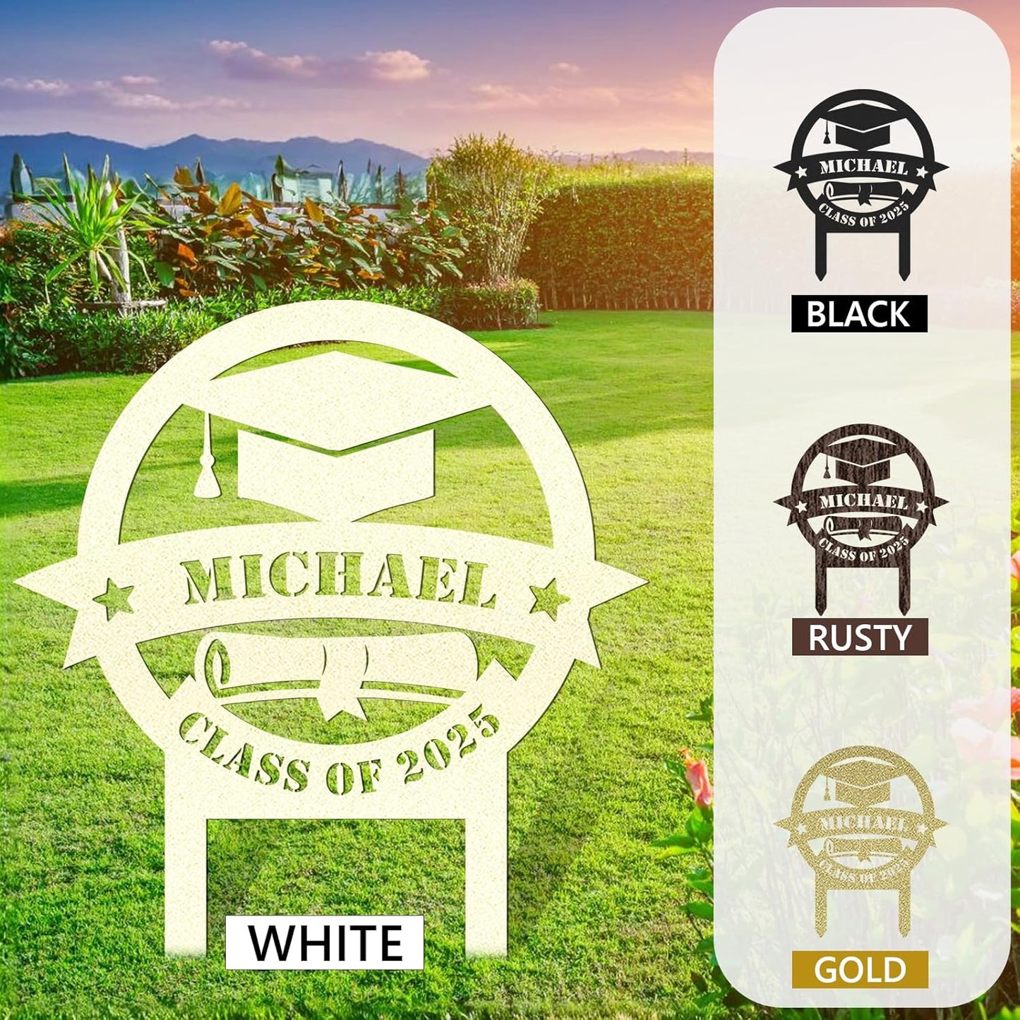 Custom Graduation Yard Sign Personalized Metal Class of 2025 Outdoor Senior Celebration Decor