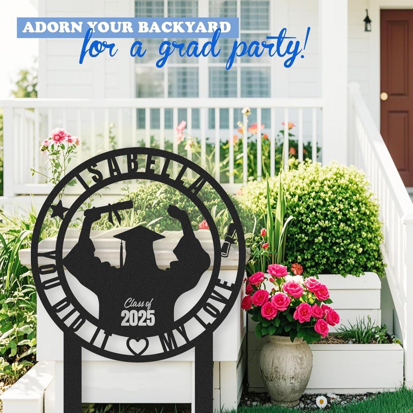 Custom Graduation Yard Sign Personalized Metal Class of 2025 Outdoor Senior Celebration Decor
