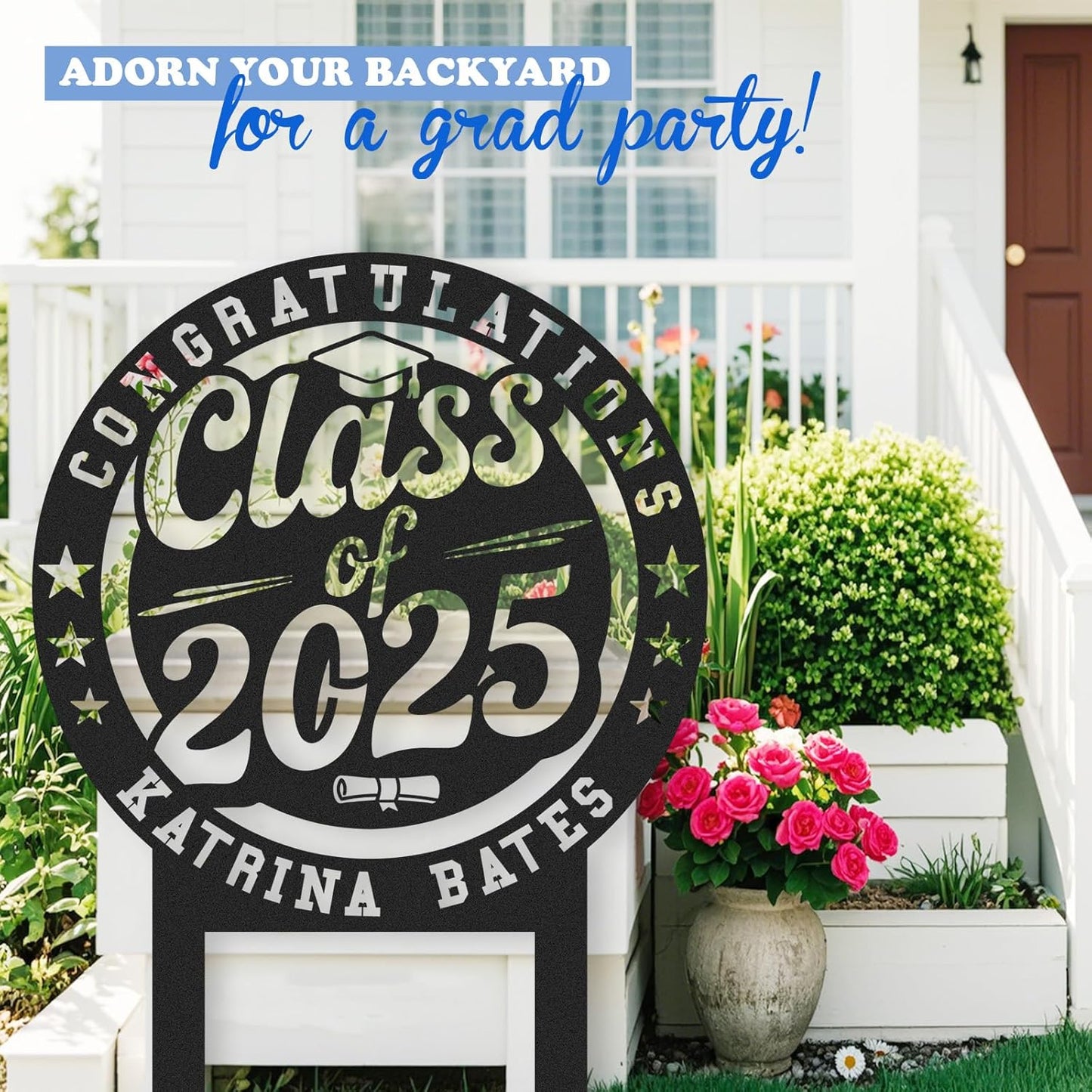 Custom Graduation Yard Sign Personalized Metal Class of 2025 Outdoor Senior Celebration Decor