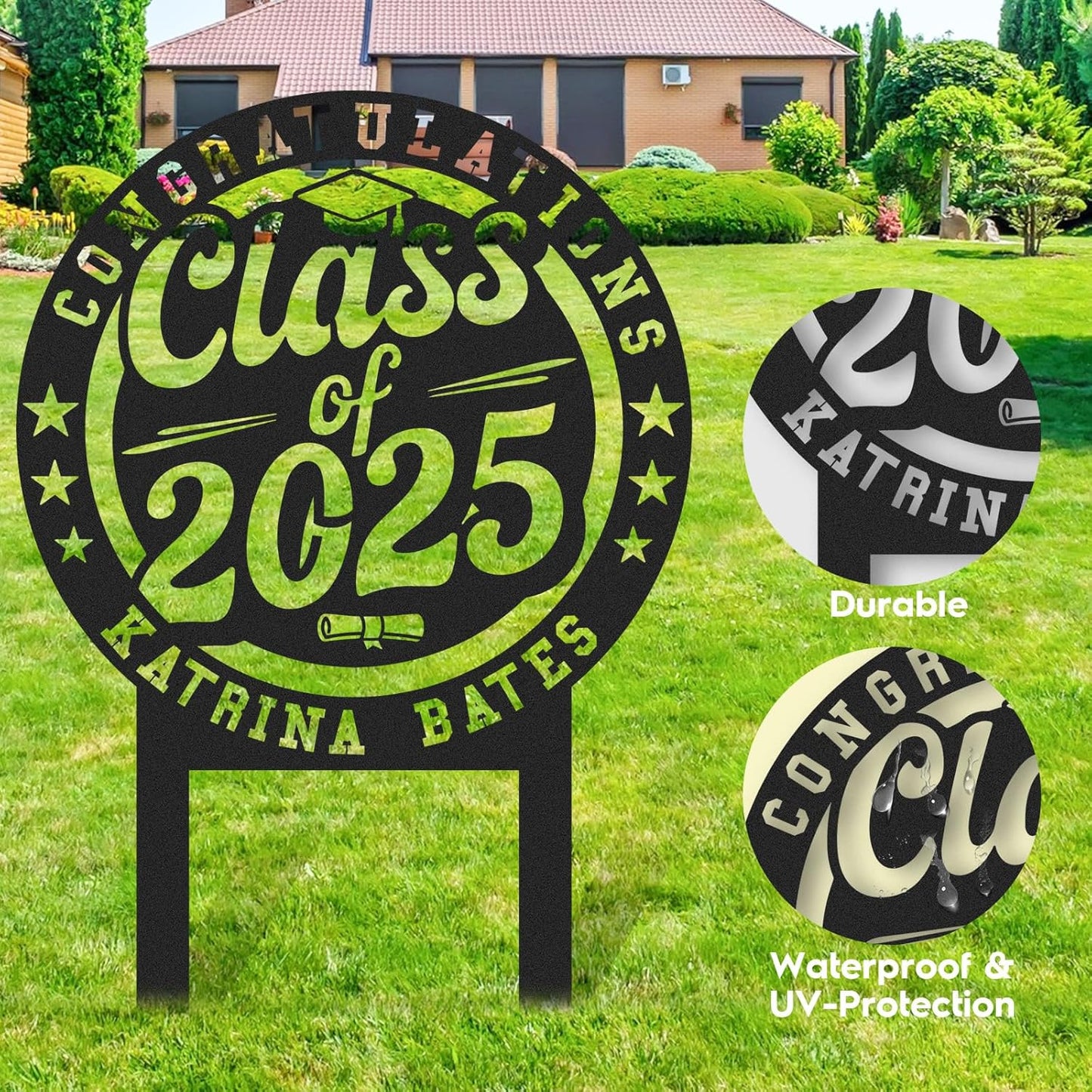 Custom Graduation Yard Sign Personalized Metal Class of 2025 Outdoor Senior Celebration Decor