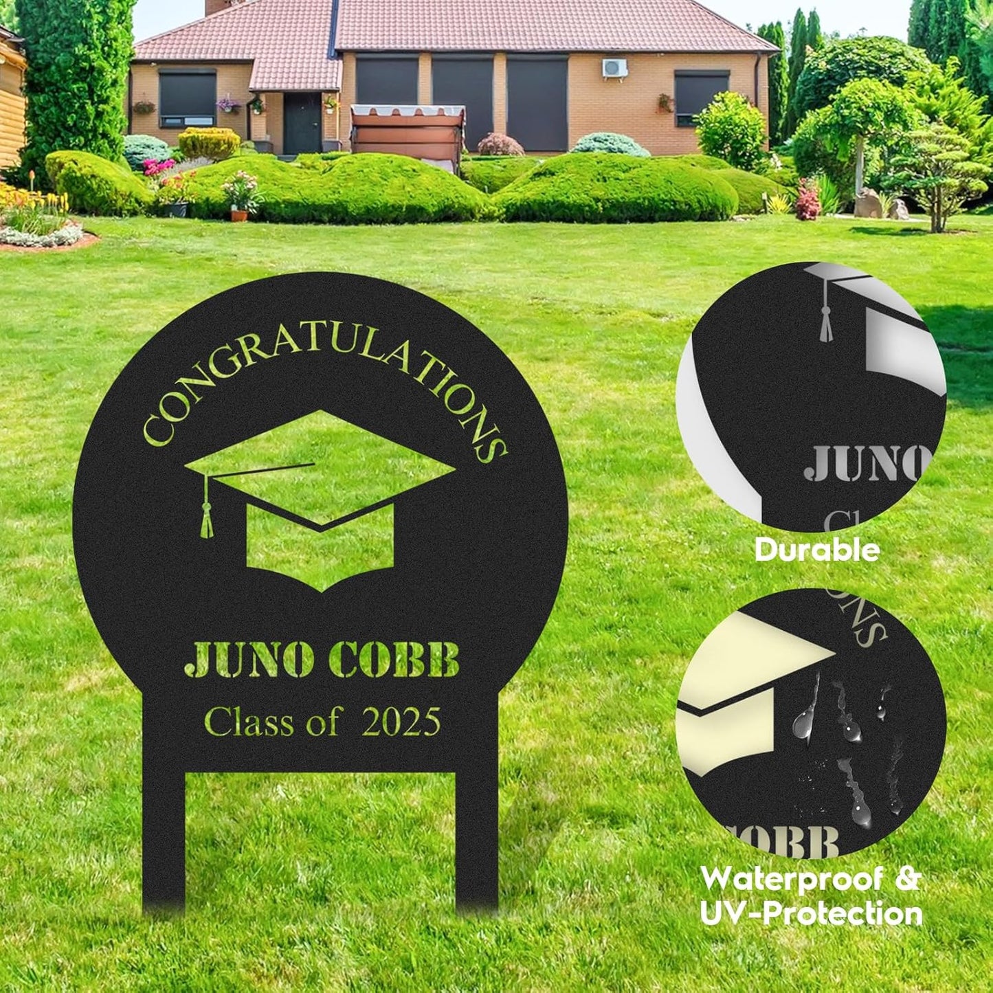 Custom Graduation Yard Sign Personalized Metal Class of 2025 Outdoor Senior Celebration Decor