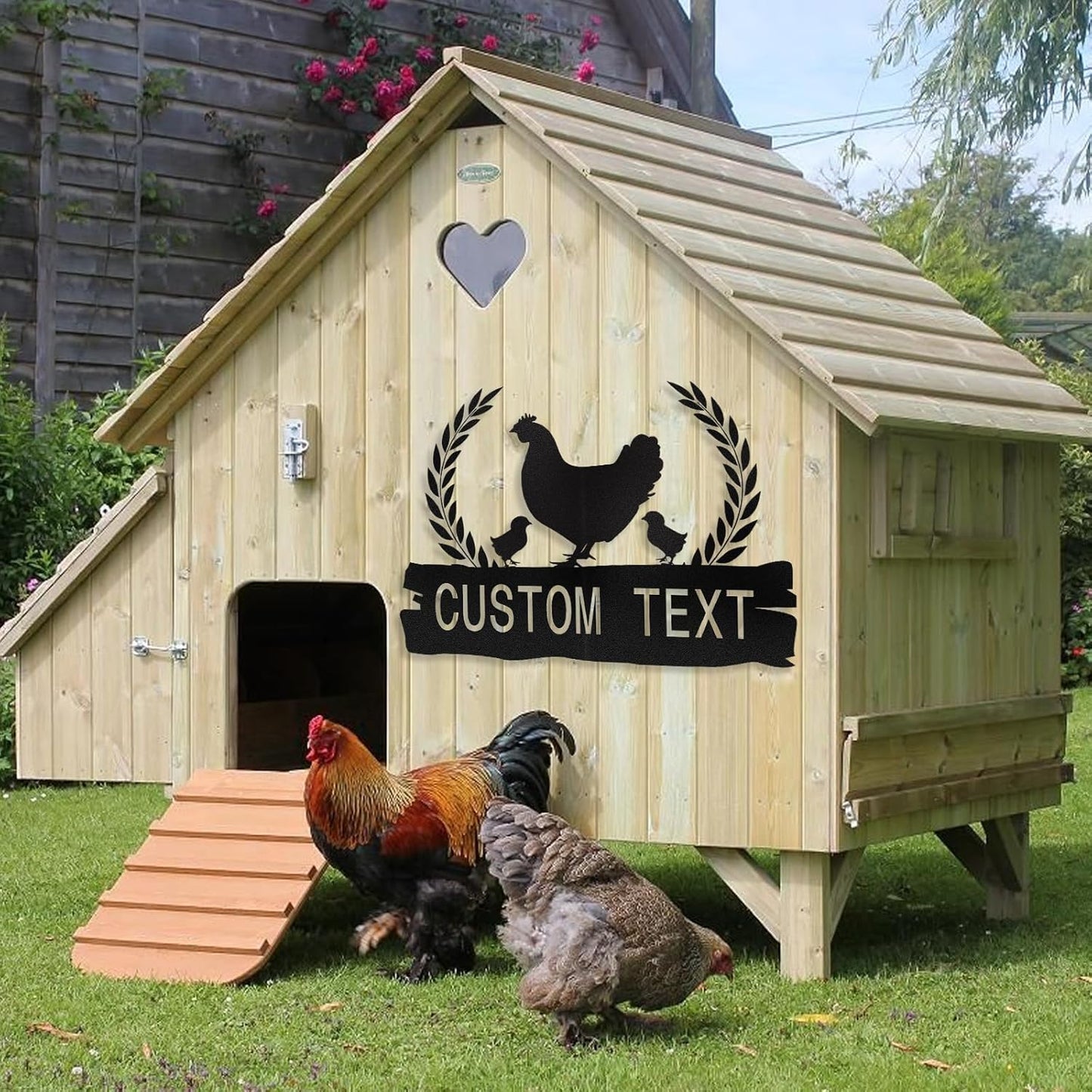 Personalized Metal Chicken Coop Signs Outdoor, Cusotm Fluffy Butt Hut Chicken Coop Sign, Chicken Coop Accessories