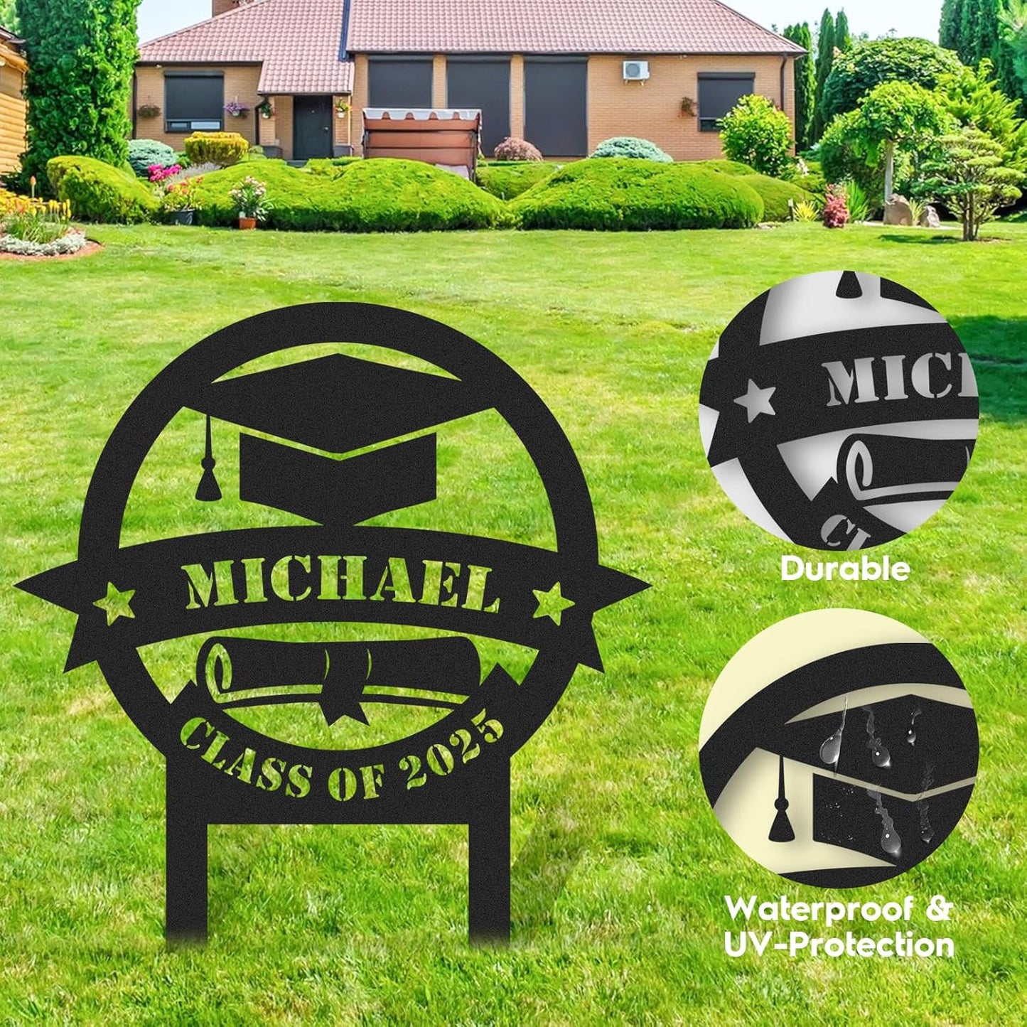 Custom Graduation Yard Sign Personalized Metal Class of 2025 Outdoor Senior Celebration Decor