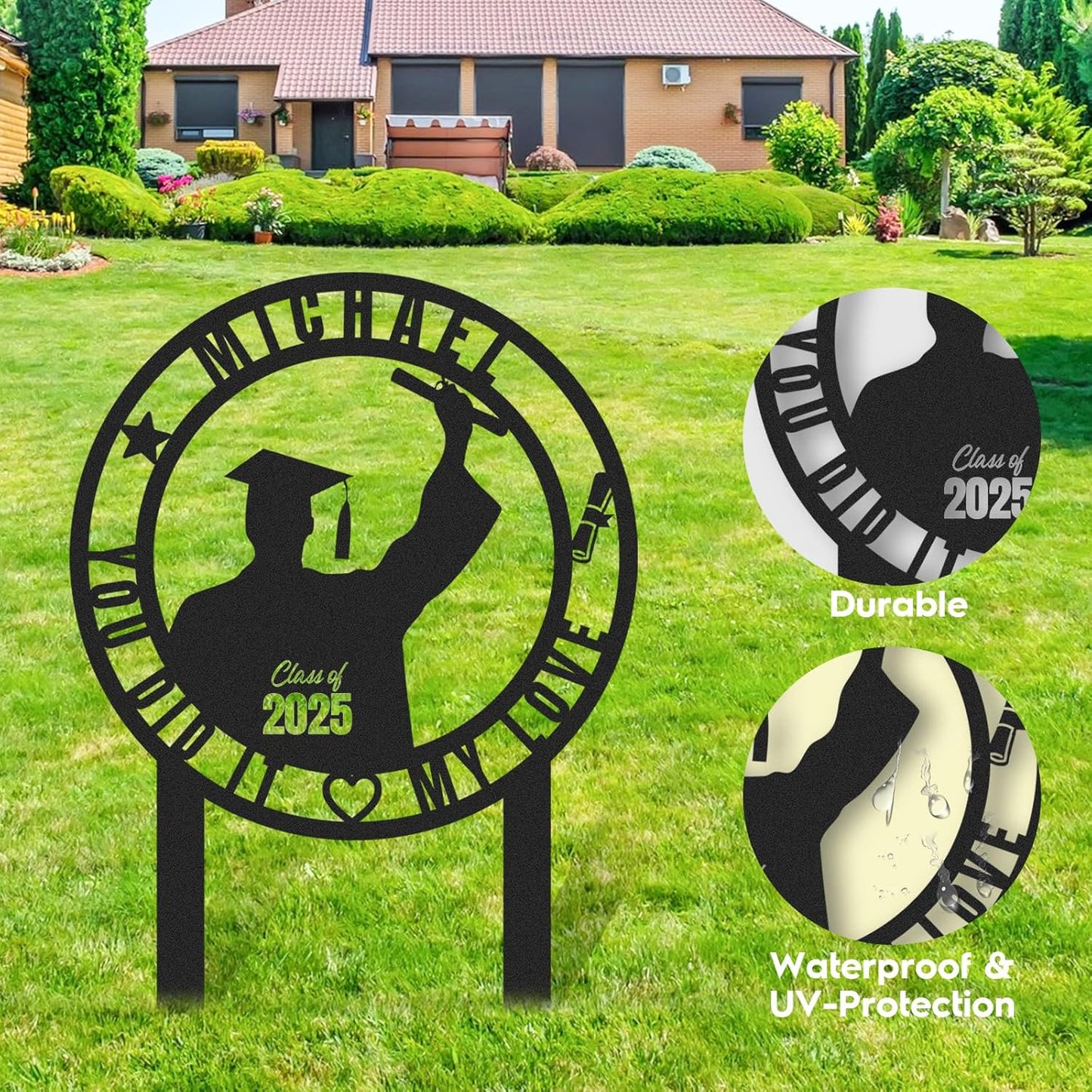 Custom Graduation Yard Sign Personalized Metal Class of 2025 Outdoor Senior Celebration Decor