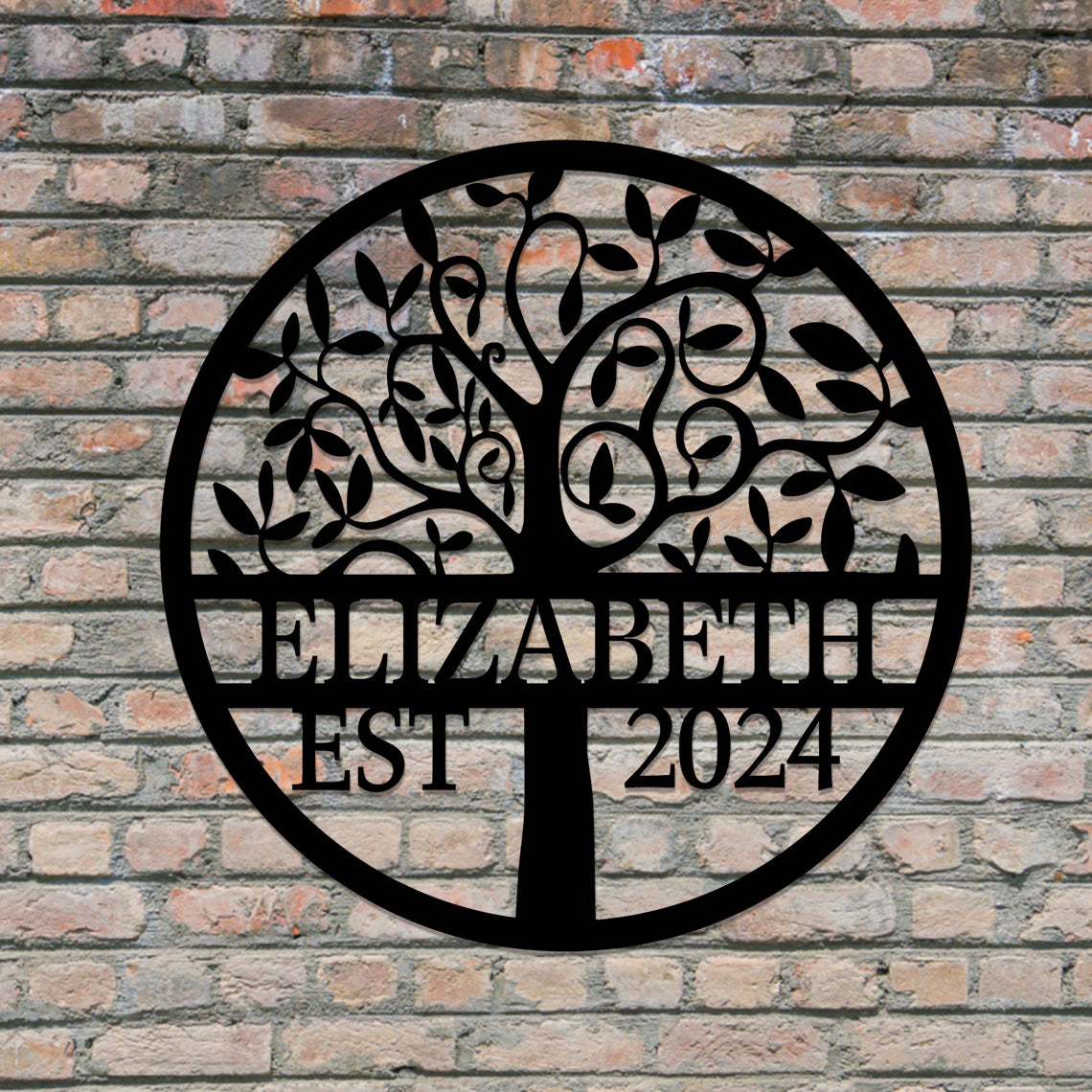 Custom Metal Welcome Sign, Family Tree of Life Door Hanging, Personalized Olive Tree Name Sign