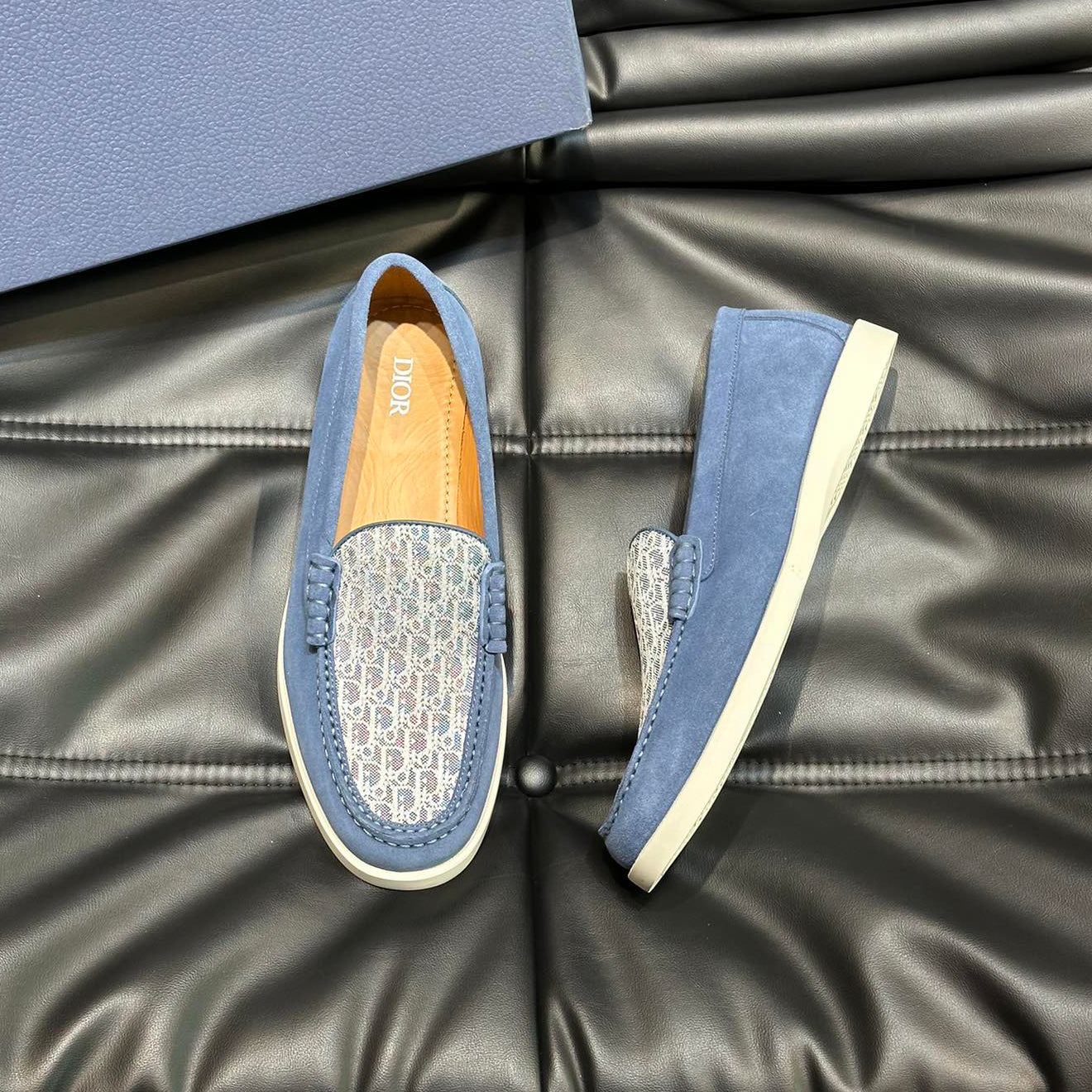 Classic printed canvas embellished men's casual loafers 1824042201